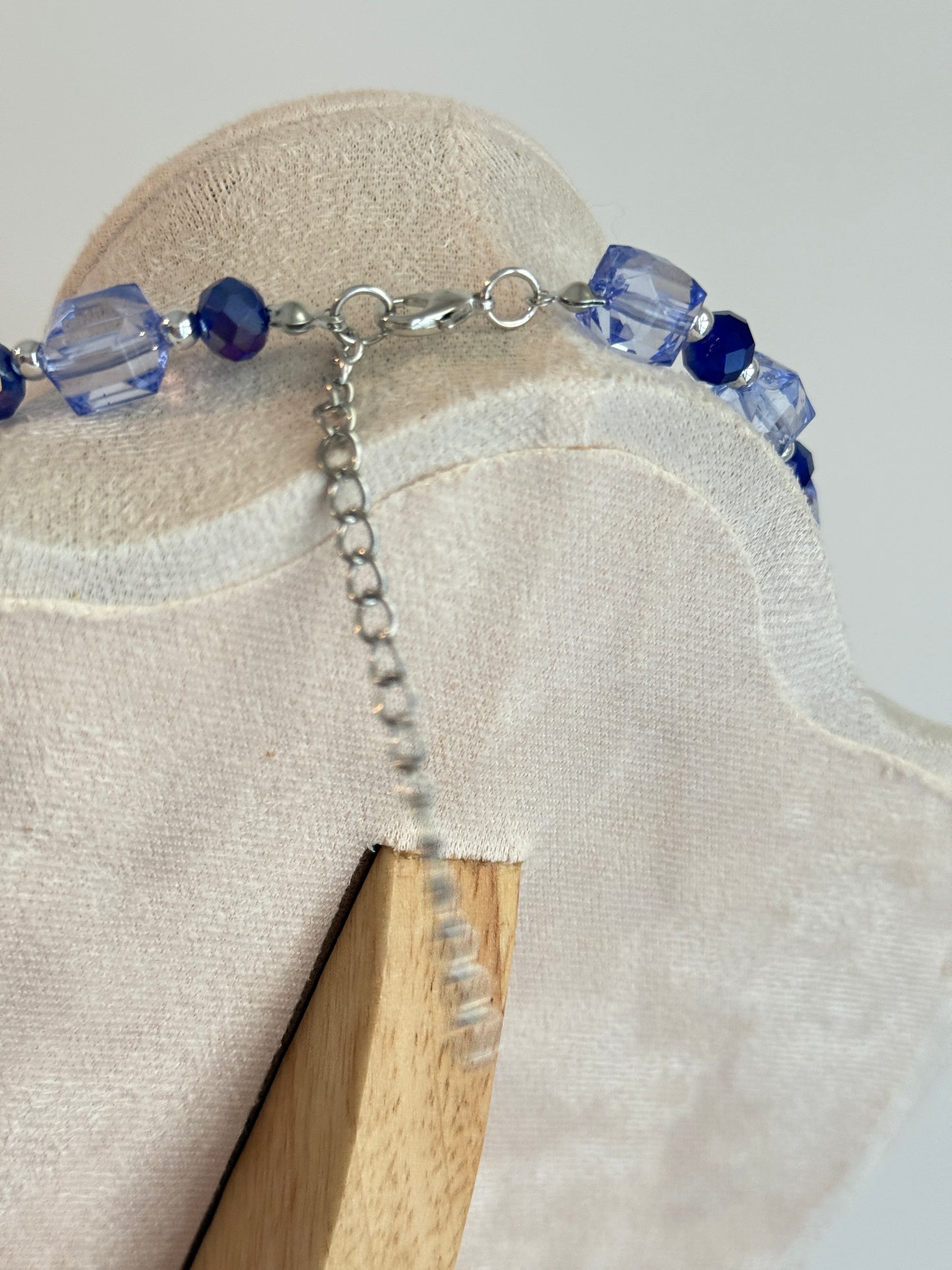 Butterfly statement necklace with blue beads and rhinestone