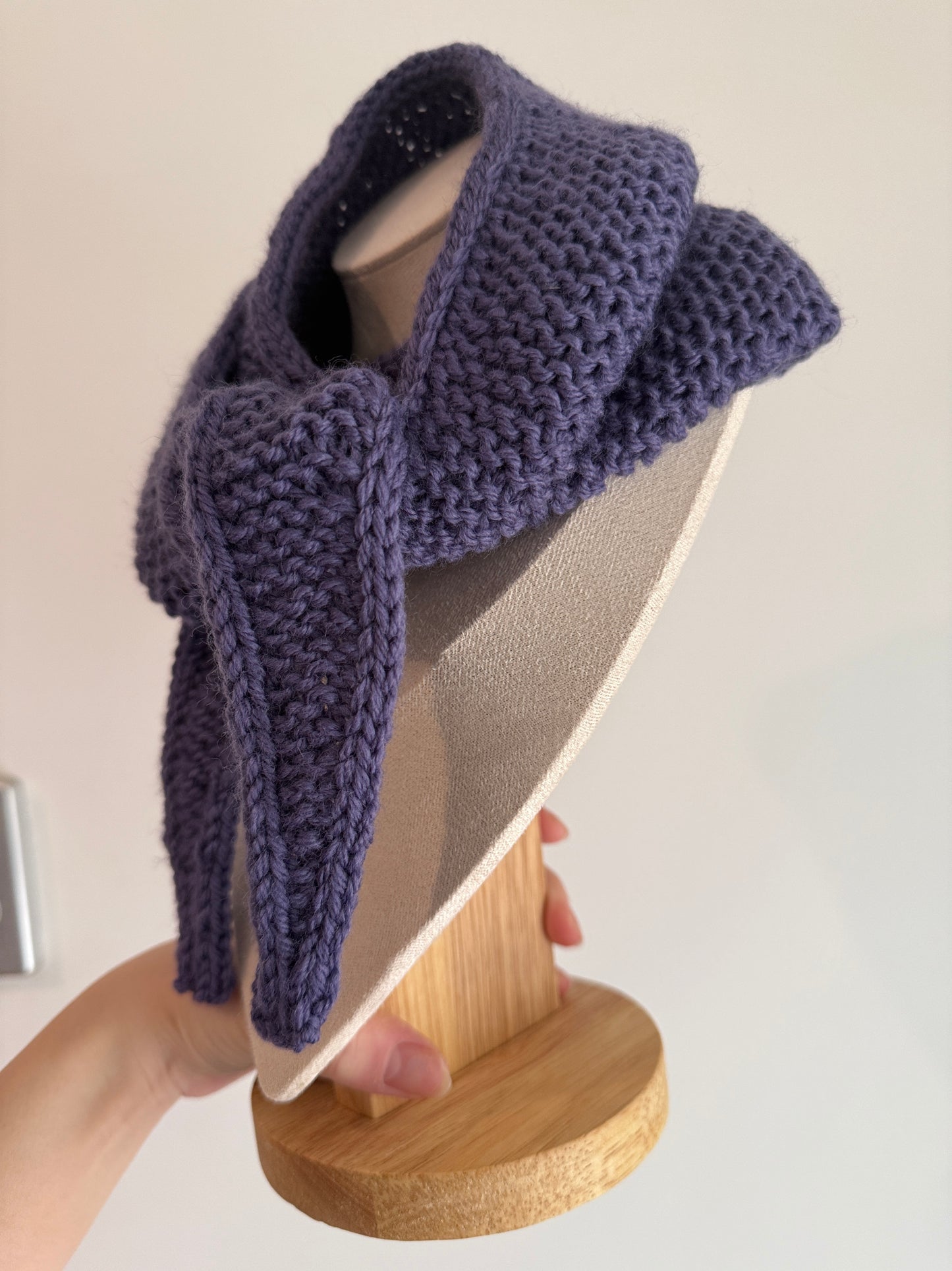 Sophie scarf in grape melange | hand knit neckechief | winter wrap | small skinny scarf | handmade gift | tiktok viral scarf | wool yarn