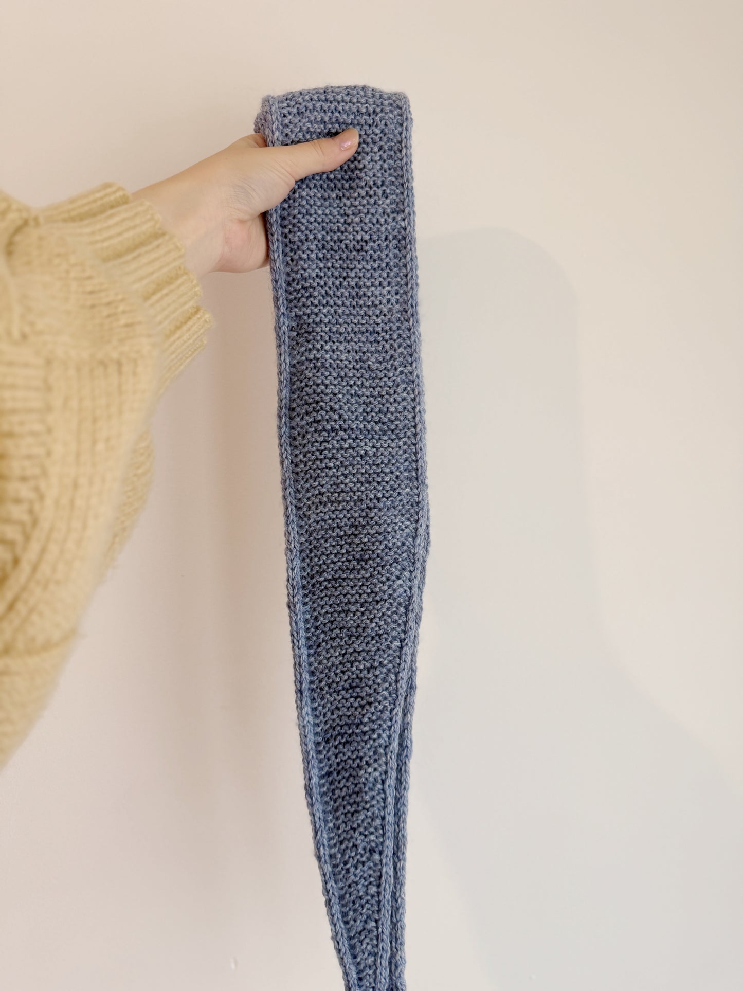 Sophie scarf in blue | hand knit neckechief | winter wrap | small skinny scarf | handmade gift | tiktok viral scarf