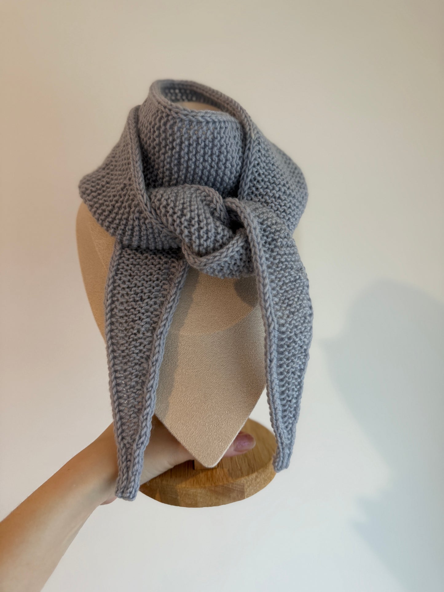 Sophie scarf in light grey | hand knit neckechief | winter wrap | small skinny scarf | handmade gift | tiktok viral scarf | wool yarn