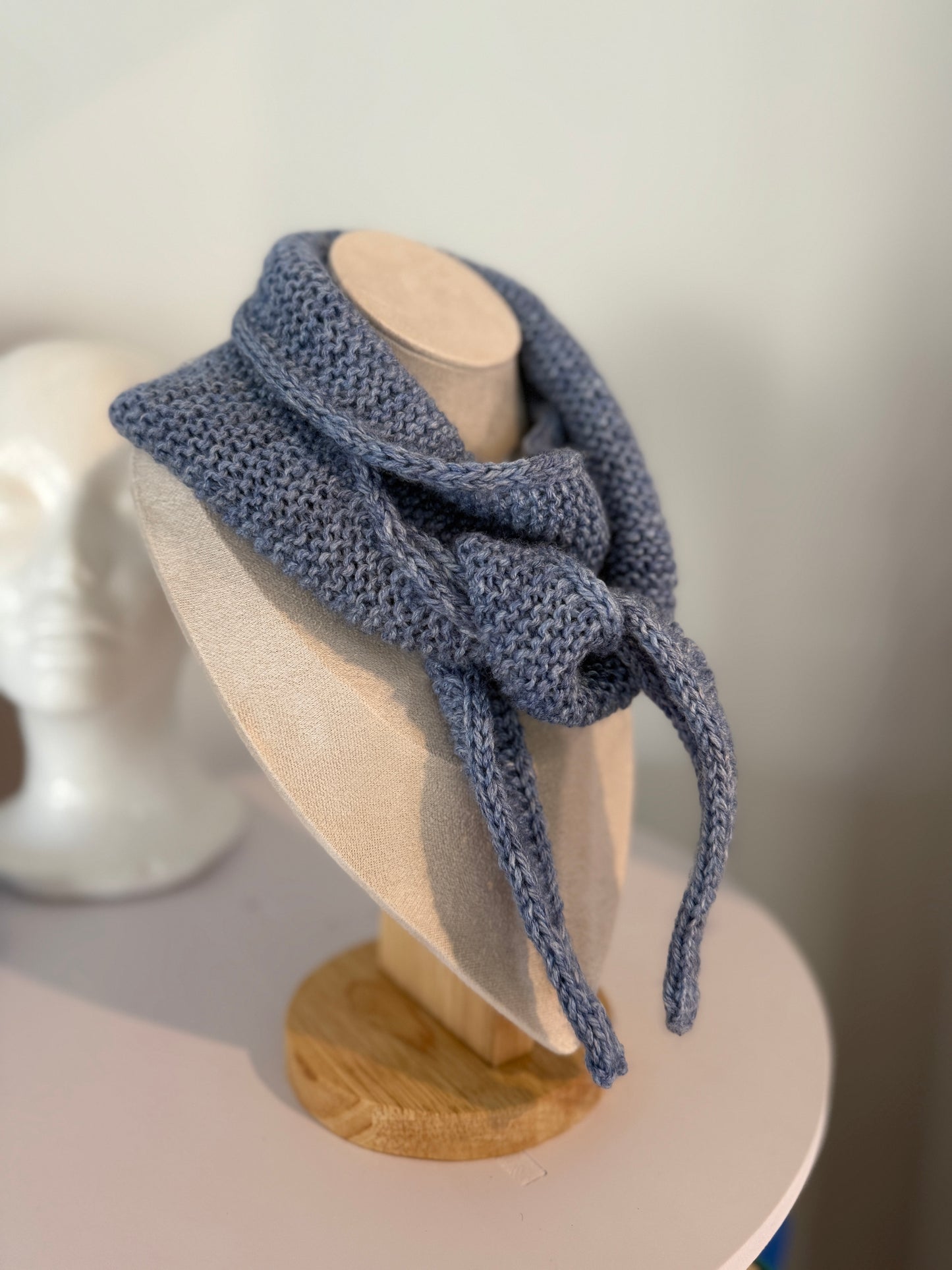 Sophie scarf in blue | hand knit neckechief | winter wrap | small skinny scarf | handmade gift | tiktok viral scarf
