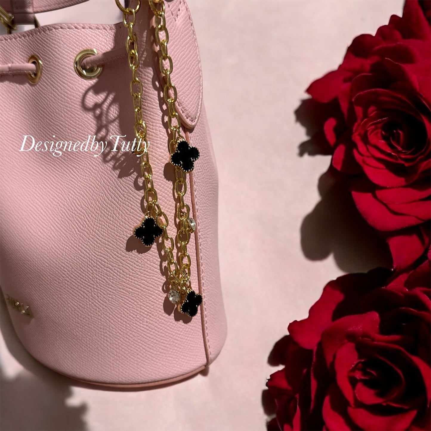 Clover bag charm | key chain | golden chain with gold buckle | y2k chain | bag lover gift