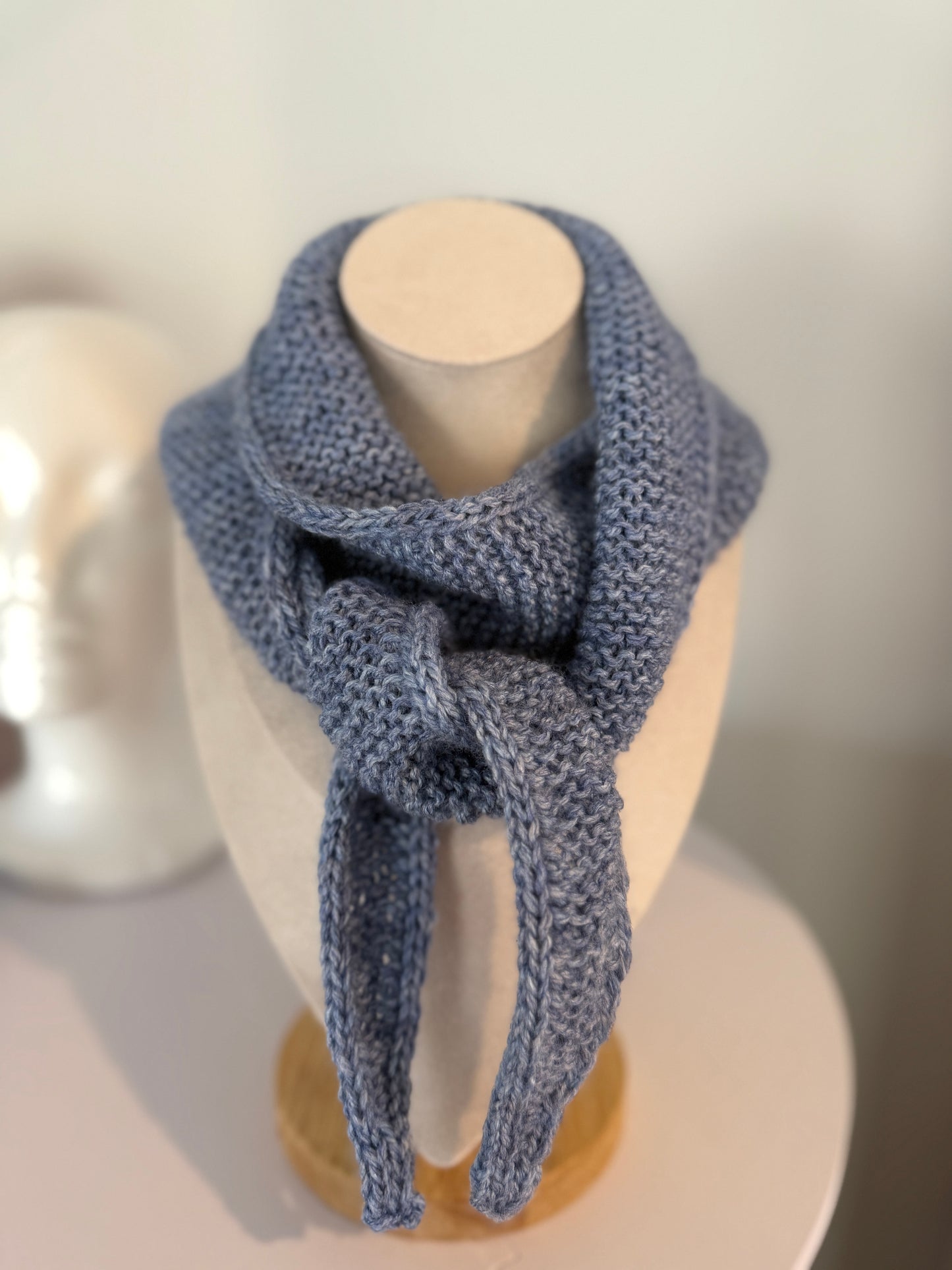 Sophie scarf in blue | hand knit neckechief | winter wrap | small skinny scarf | handmade gift | tiktok viral scarf