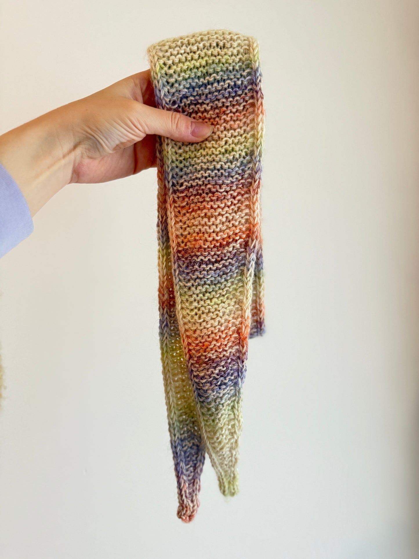 Sophie scarf in pastel mix | hand knit neckechief | winter wrap | small skinny scaf | handmade gift | tiktok viral scarf