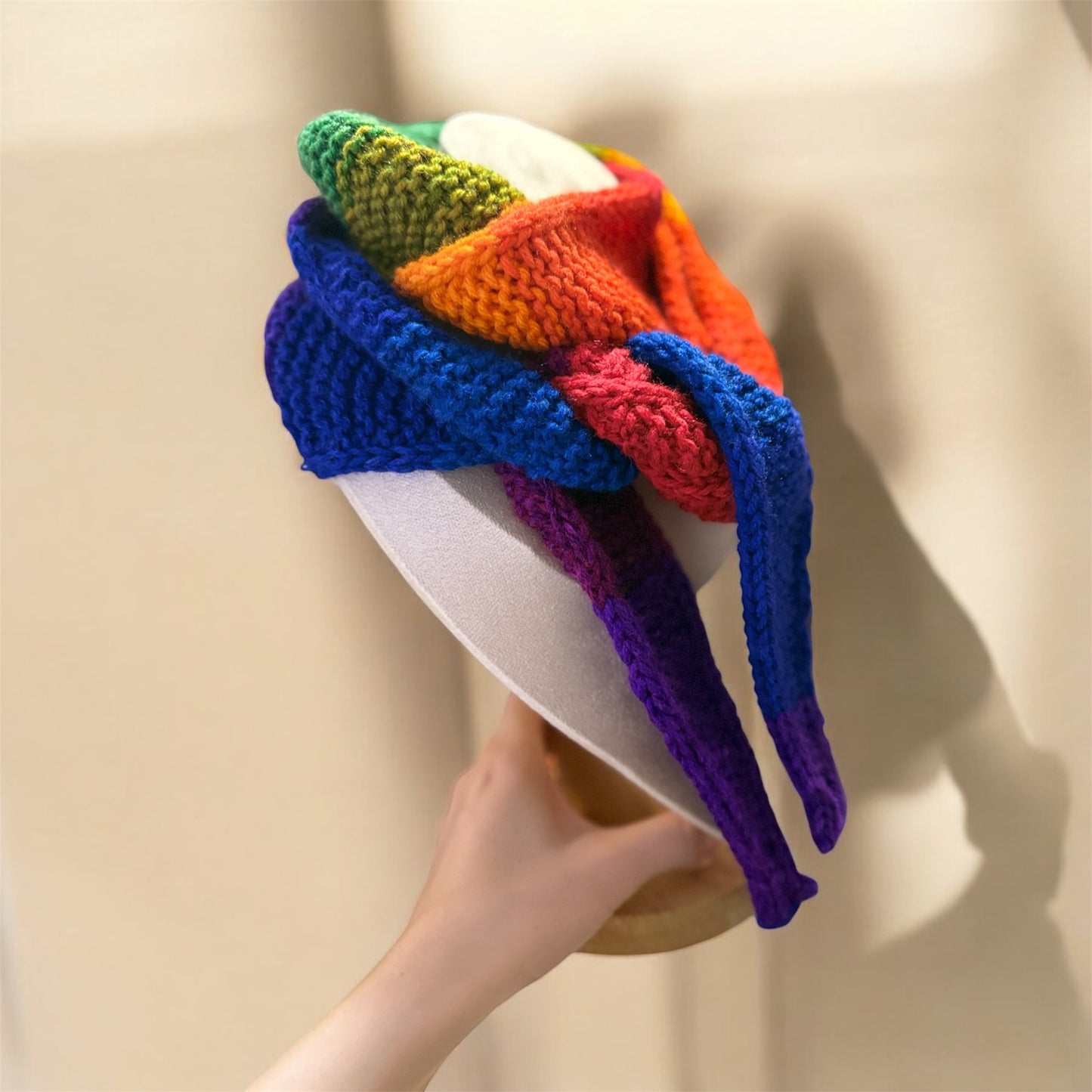 Sophie scarf in rainbow | hand knit neckechief | winter wrap | small skinny scaf | handmade gift | tiktok viral scarf
