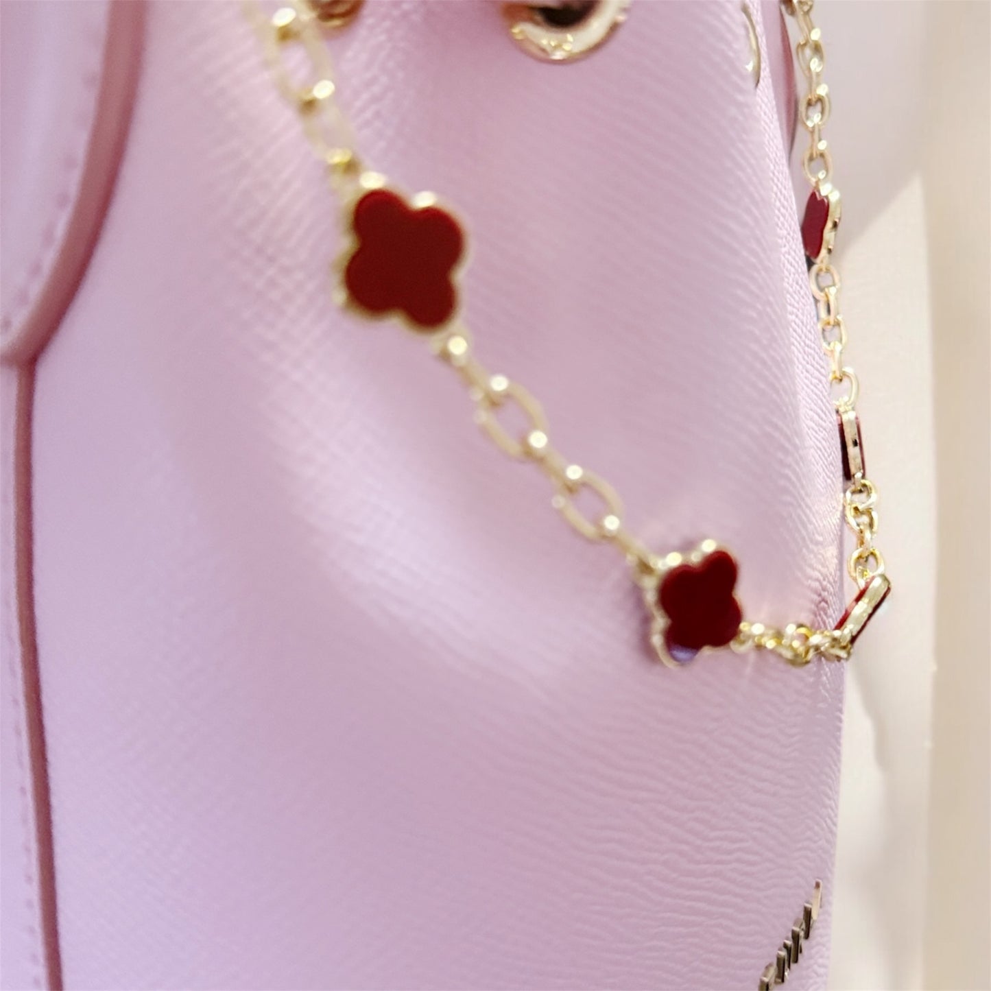 Clover bag charm | key chain | golden chain with gold buckle | y2k chain | bag lover gift