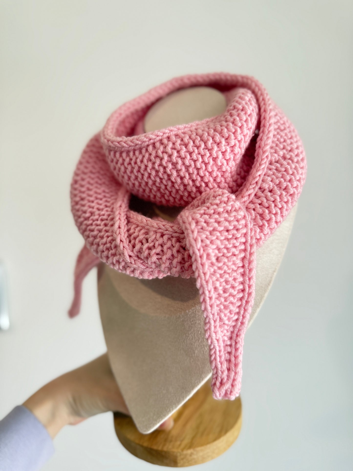 Sophie scarf in blossom pink | hand knit neckechief | winter wrap | small skinny scarf | handmade gift | tiktok viral scarf | wool yarn