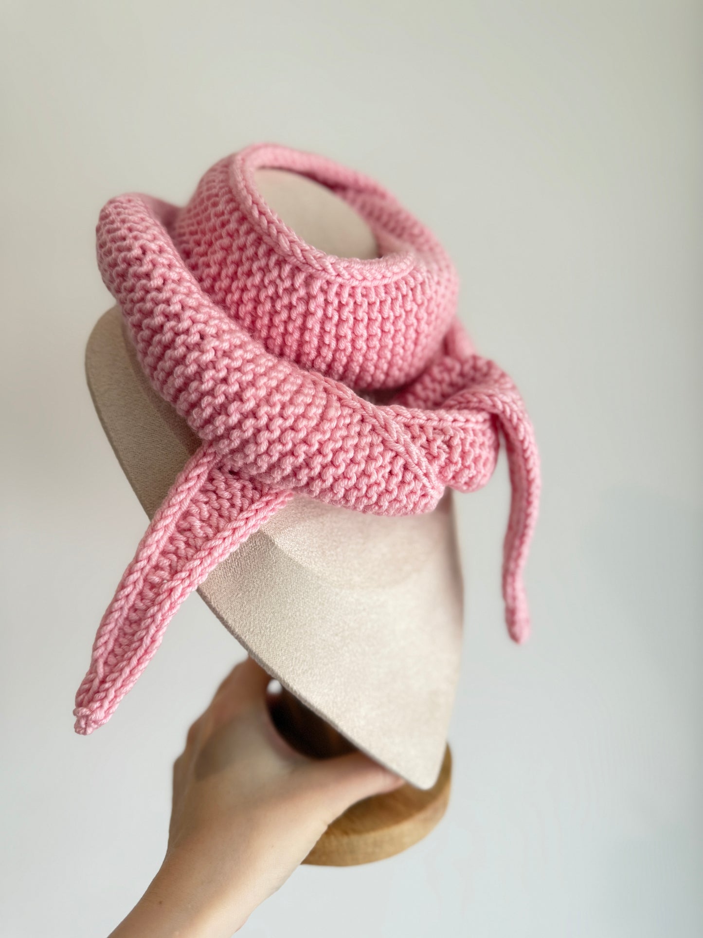 Sophie scarf in blossom pink | hand knit neckechief | winter wrap | small skinny scarf | handmade gift | tiktok viral scarf | wool yarn