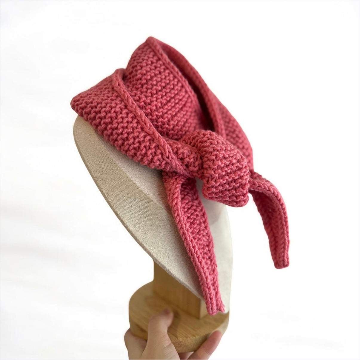 Sophie scarf in rose pink | hand knit neckechief | winter wrap | small skinny scarf | handmade gift | tiktok viral scarf | wool yarn