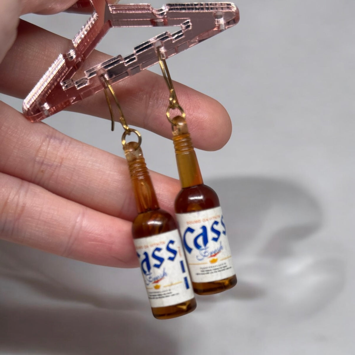 Y2K - miniature bottle dangle minimalist beer earrings | Kawaii drop earrings | birthday party earrings