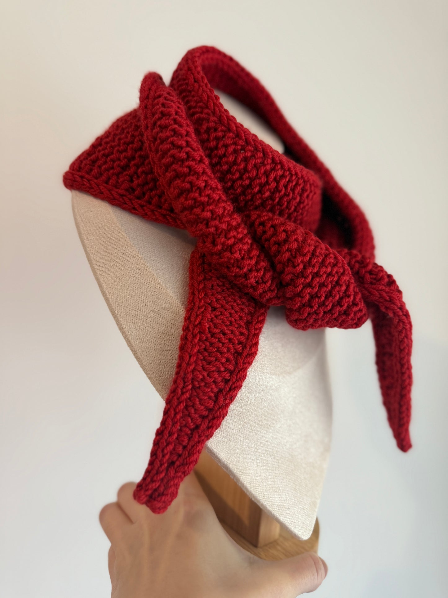 Sophie scarf in chilie pepper red | hand knit neckechief | winter wrap | small skinny scarf | handmade gift | tiktok viral scarf | wool yarn