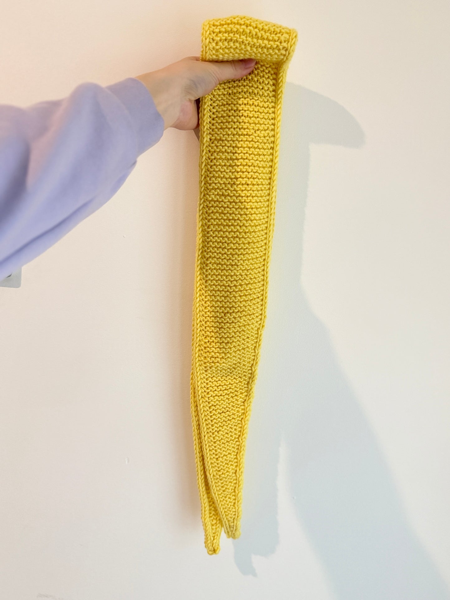 Sophie scarf in sunshine yellow | hand knit neckechief | winter wrap | small skinny scarf | handmade gift | tiktok viral scarf | wool yarn