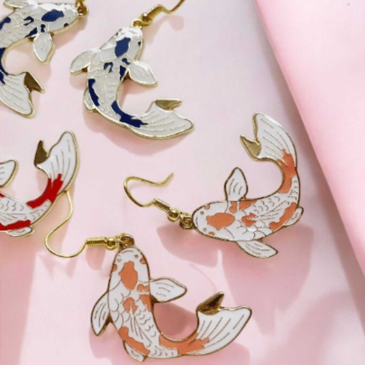 Classical - Colourful japanese koi fish flag dangle earrings | oriental style Drop earrings | minimalist earrings | fish shaped earring
