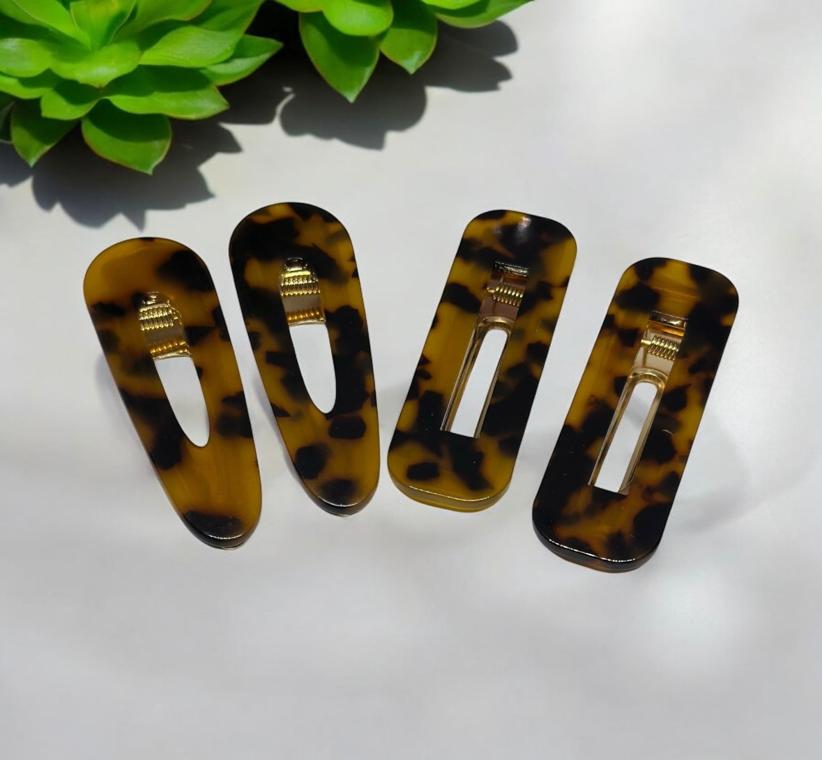 Brown tortoise shell barrette clips | black colour hair clips | confetti pastel multicolour acetate clip - TuttyKnitty