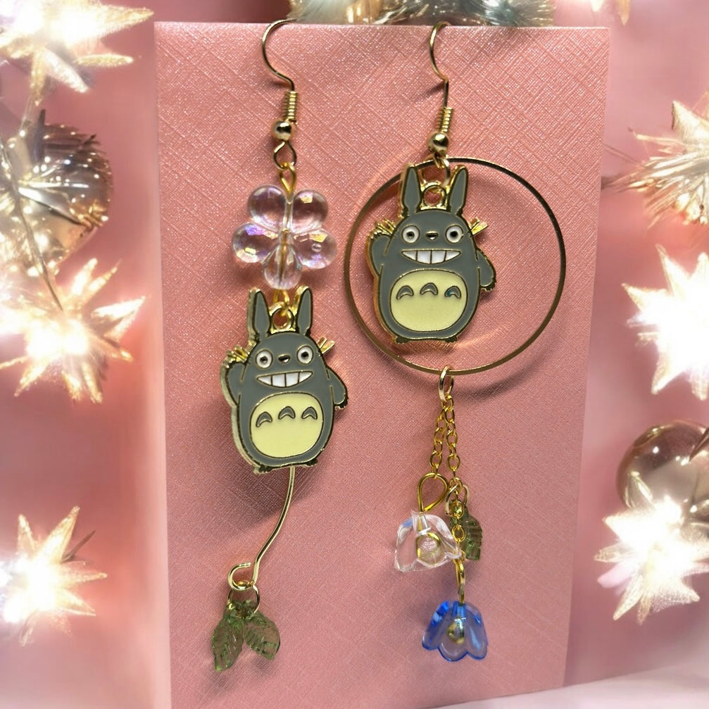 Kawaii - Totoro earrings | japanese anime dangle earrings | oriental decor drop earrings| cute kawaii | howl’s earrings