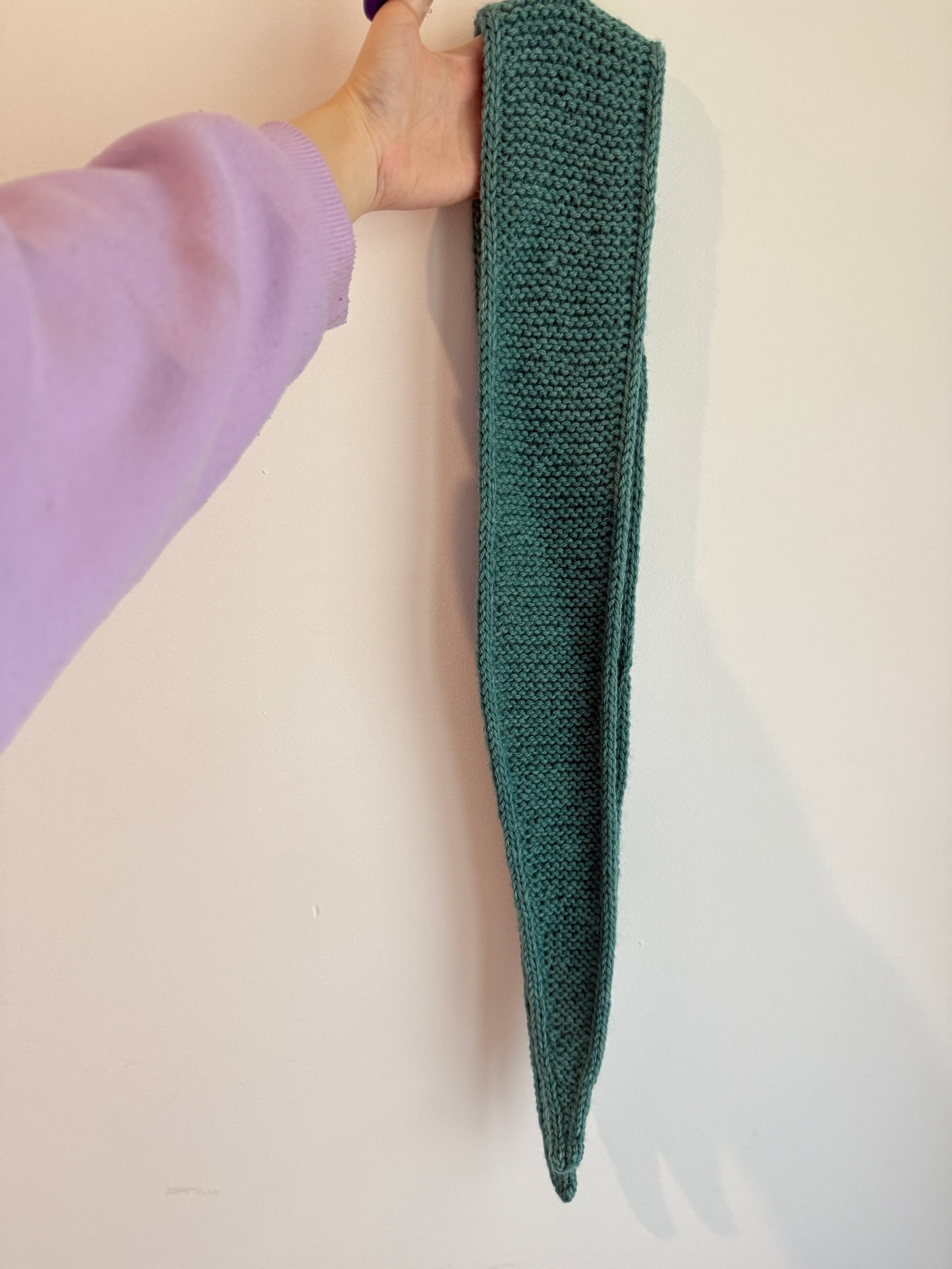 Sophie scarf in green melange | hand knit neckechief | winter wrap | small skinny scarf | handmade gift | tiktok viral scarf | wool yarn