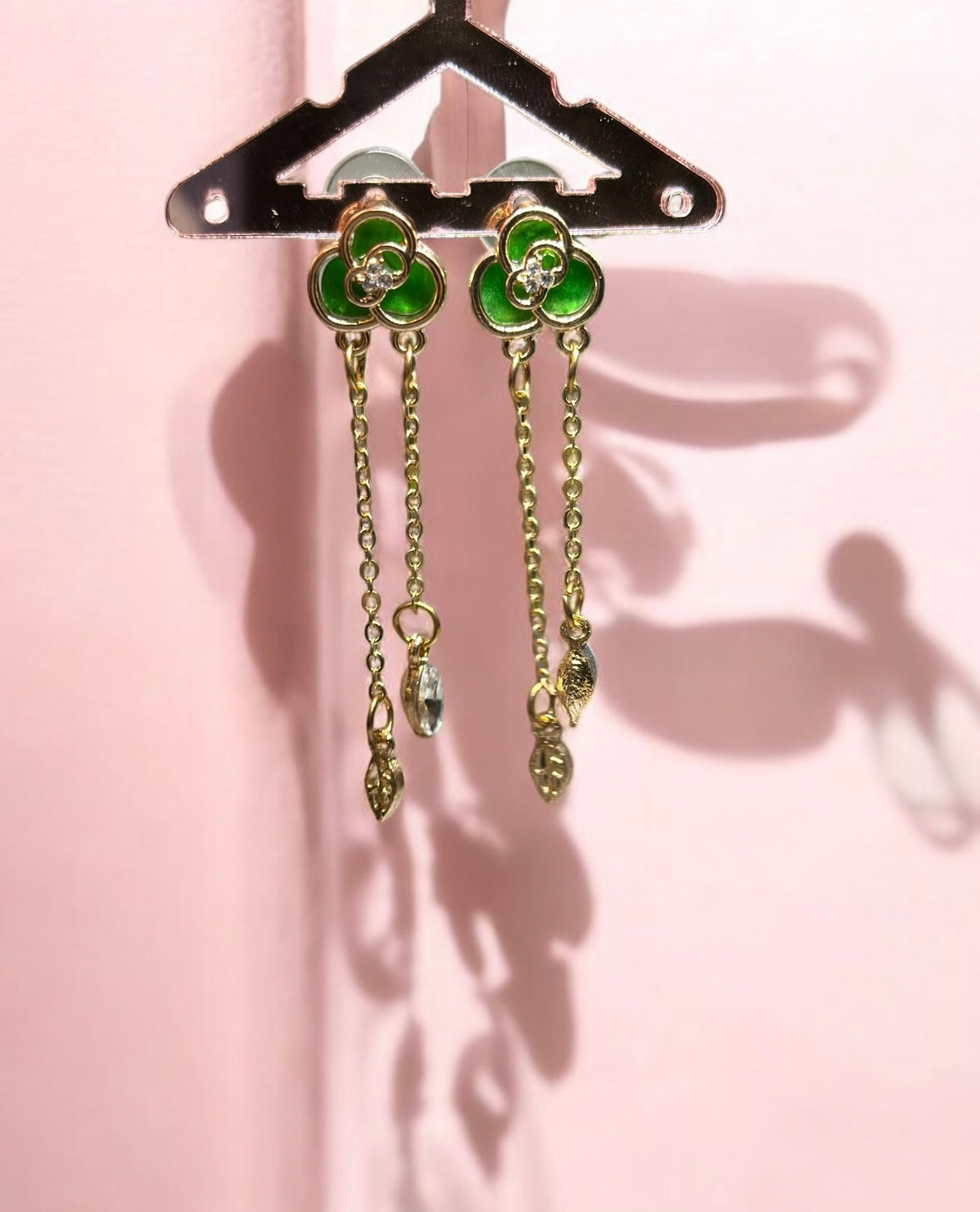 Lux - Camelia flower earrings |Kawaii cute fun chain earrings | korean art colourful dangle earrings | flower crystal clear beads