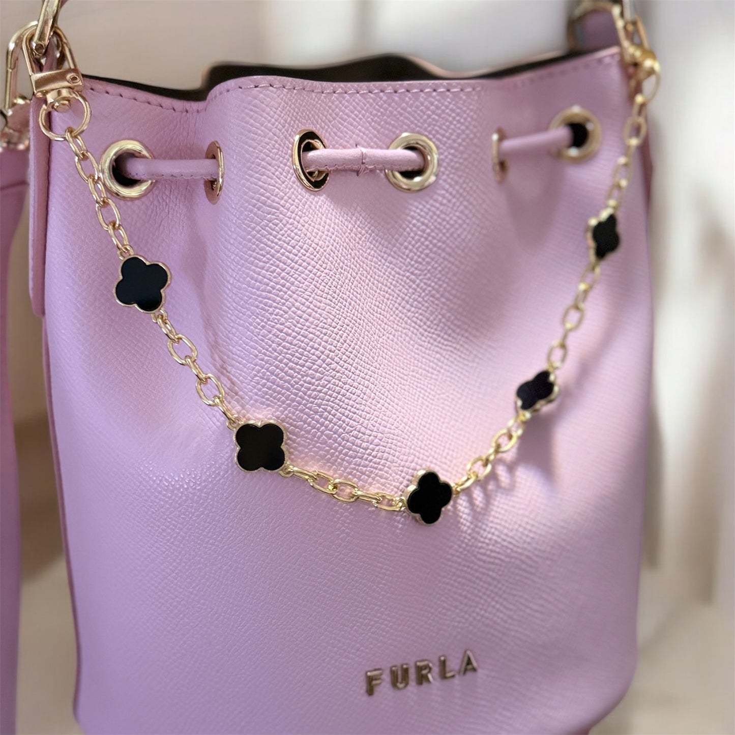 Clover bag charm | key chain | golden chain with gold buckle | y2k chain | bag lover gift