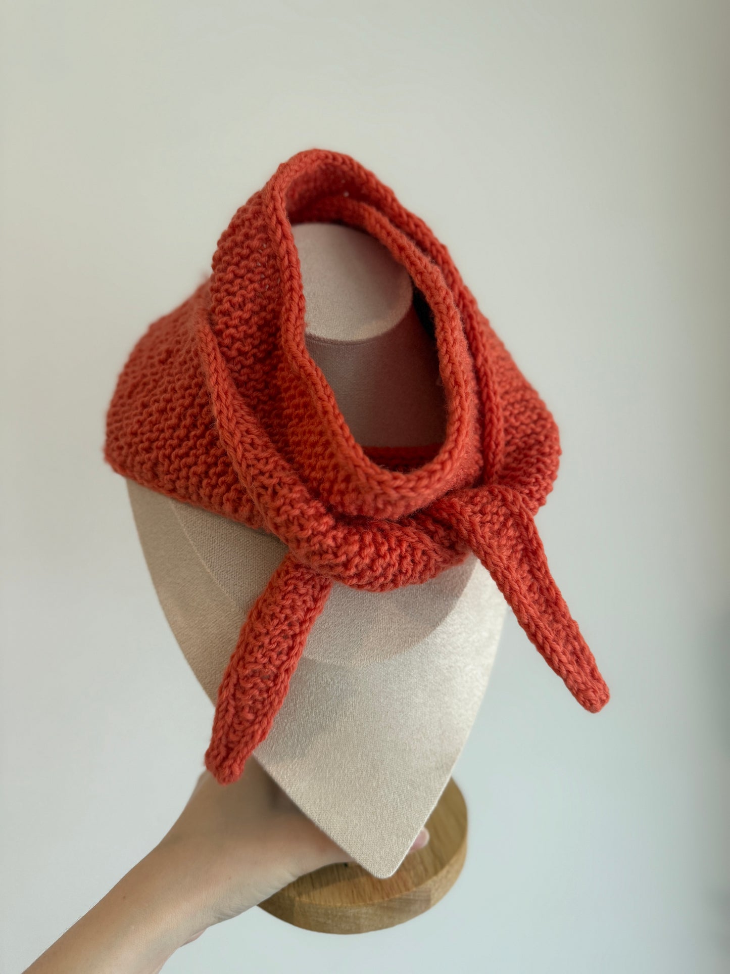 Sophie scarf in orange | hand knit neckechief | winter wrap | small skinny scarf | handmade gift | tiktok viral scarf | wool yarn