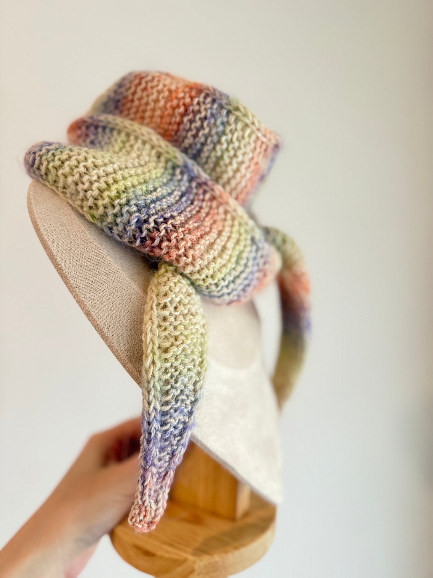 Sophie scarf in pastel mix | hand knit neckechief | winter wrap | small skinny scaf | handmade gift | tiktok viral scarf