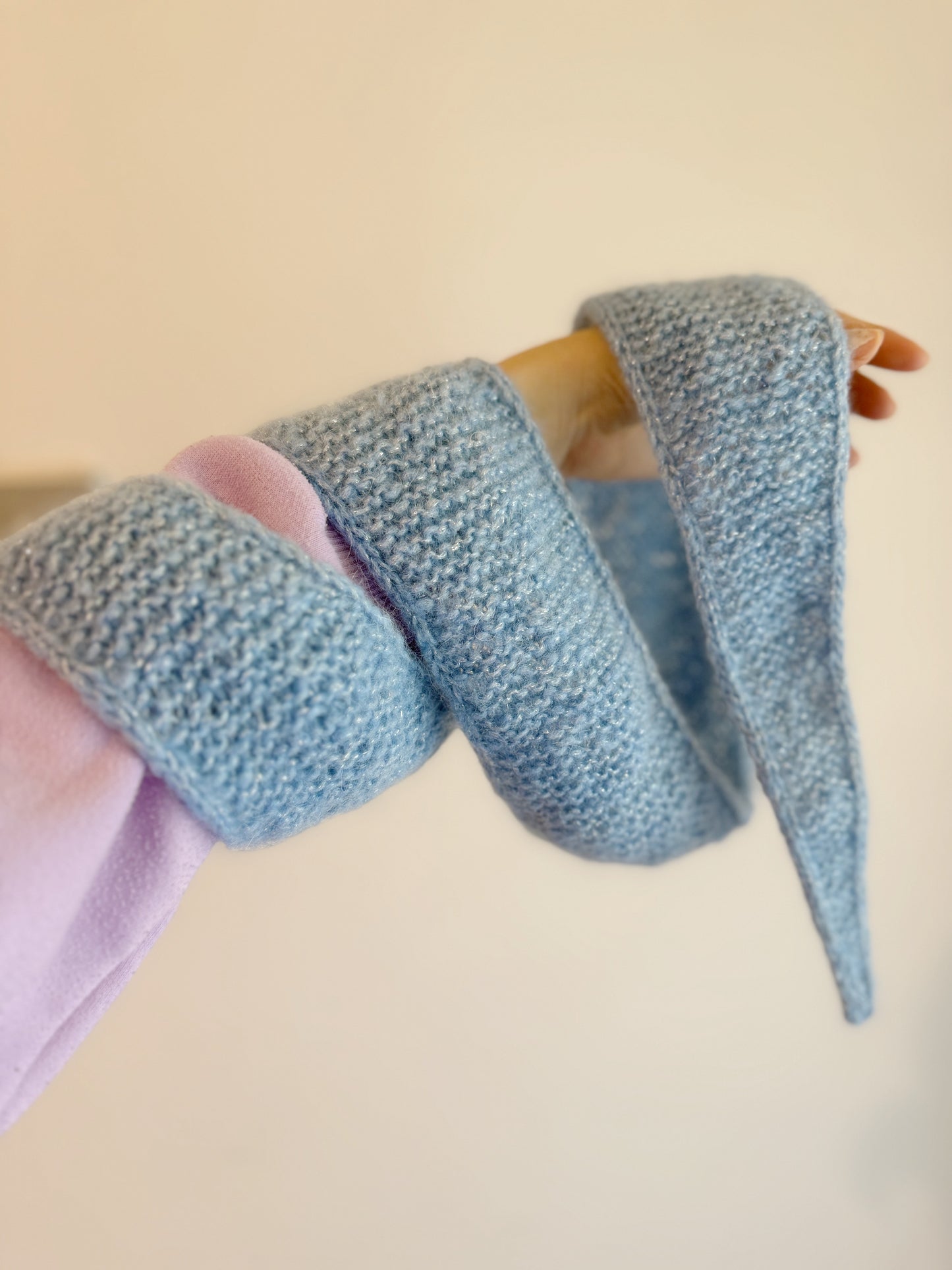 Sophie scarf in glitter blue | hand knit neckechief | winter wrap | small skinny scaf | handmade gift | tiktok viral scarf