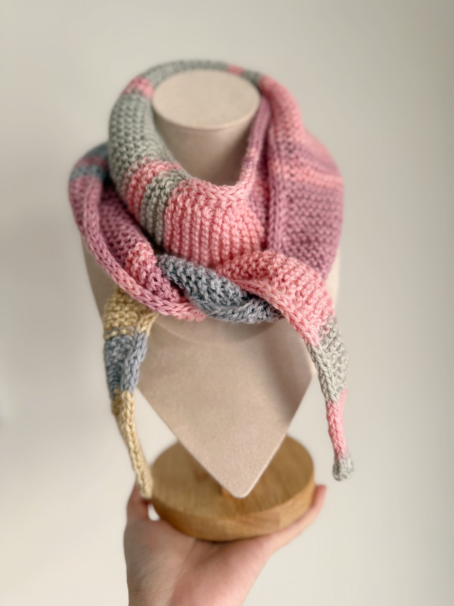 Sophie scarf in pastel mix | hand knit neckechief | winter wrap | small skinny scaf | handmade gift | tiktok viral scarf