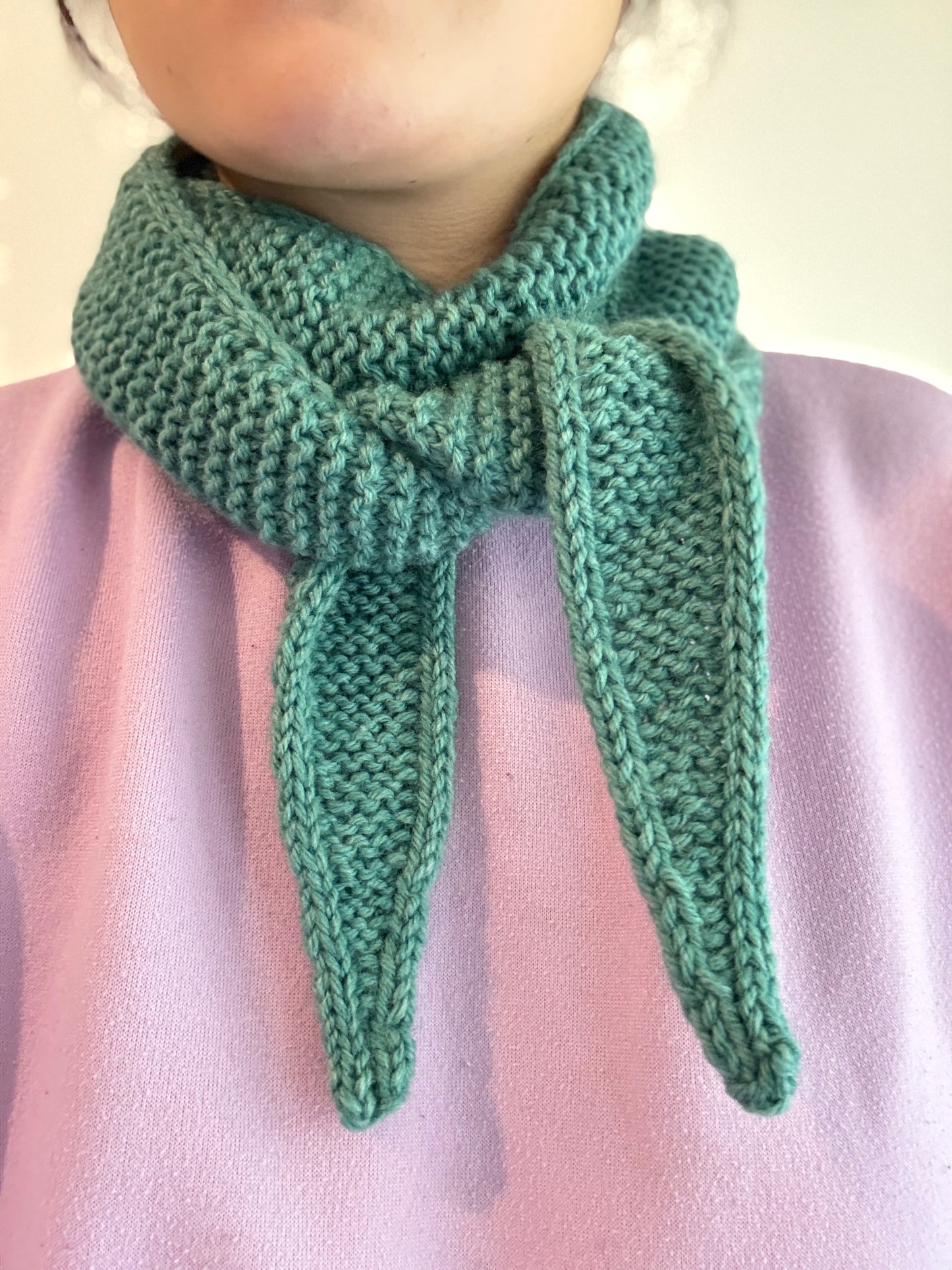 Sophie scarf in green melange | hand knit neckechief | winter wrap | small skinny scarf | handmade gift | tiktok viral scarf | wool yarn