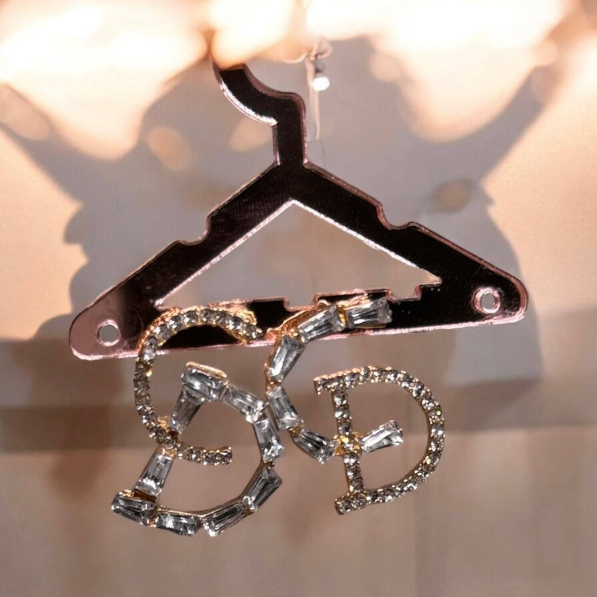 Lux - CD letter stud earrings | glittering diamante mini huggie earrings