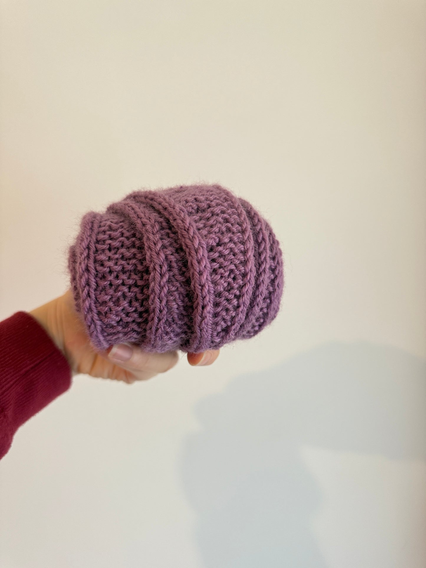 Sophie scarf in mulberry purple | hand knit neckechief | winter wrap | small skinny scarf | handmade gift | tiktok viral scarf | wool yarn