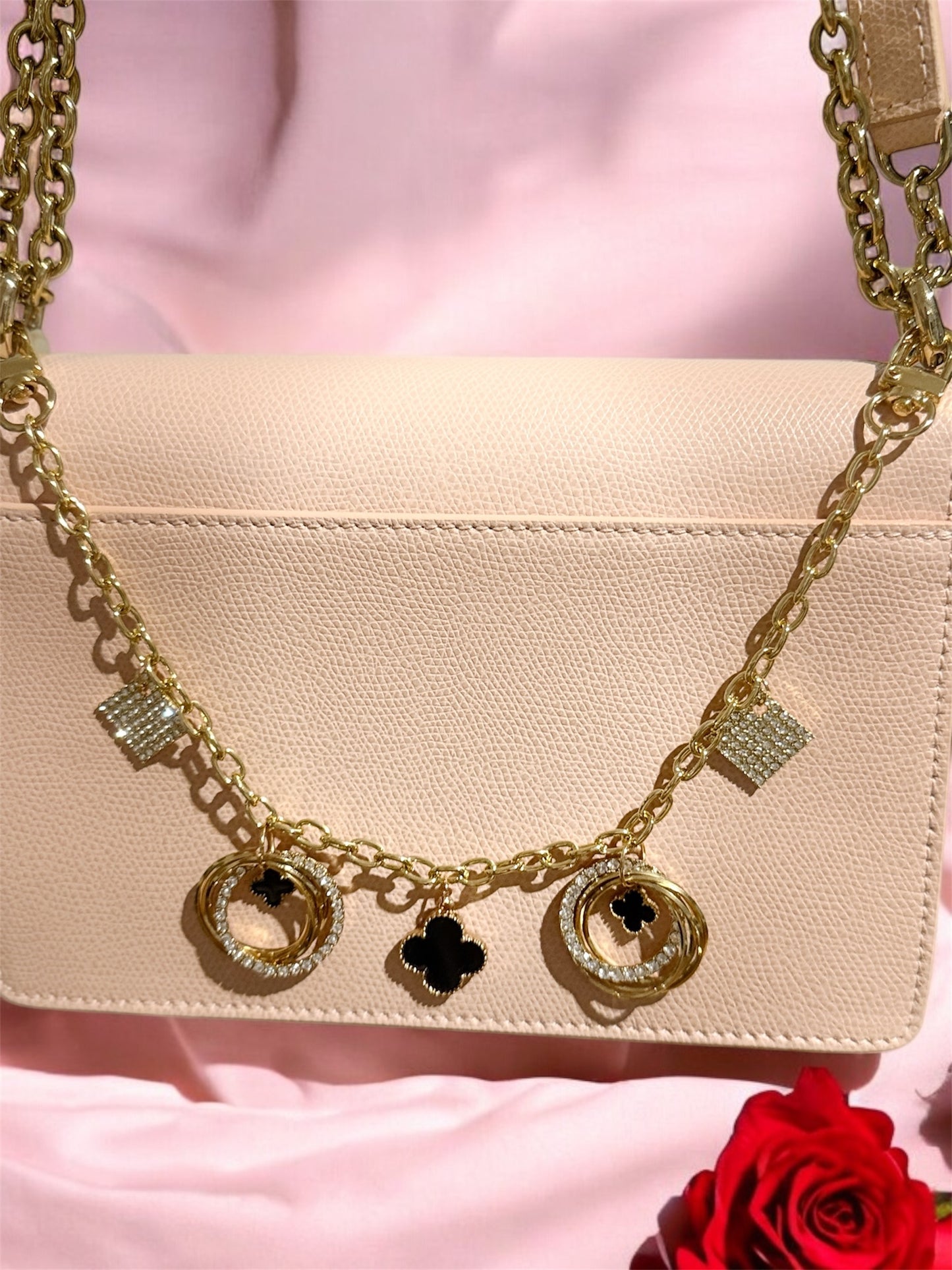 Clover bag charm | key chain | golden chain with gold buckle | y2k chain | bag lover gift