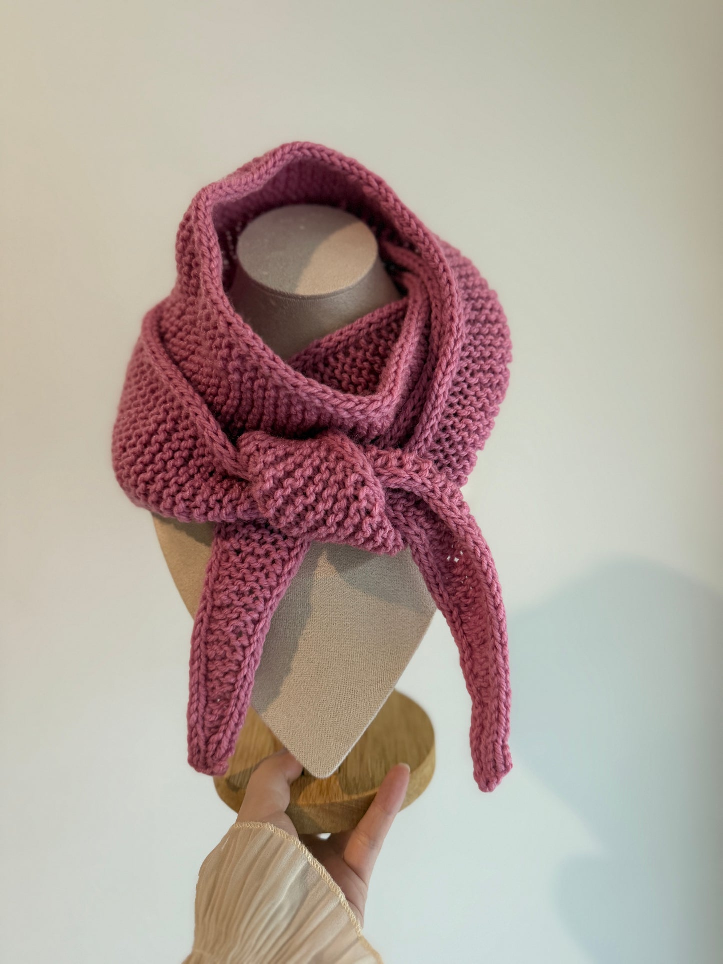 Sophie scarf in pink | hand knit neckechief | winter wrap | small skinny scaf | handmade gift | tiktok viral scarf