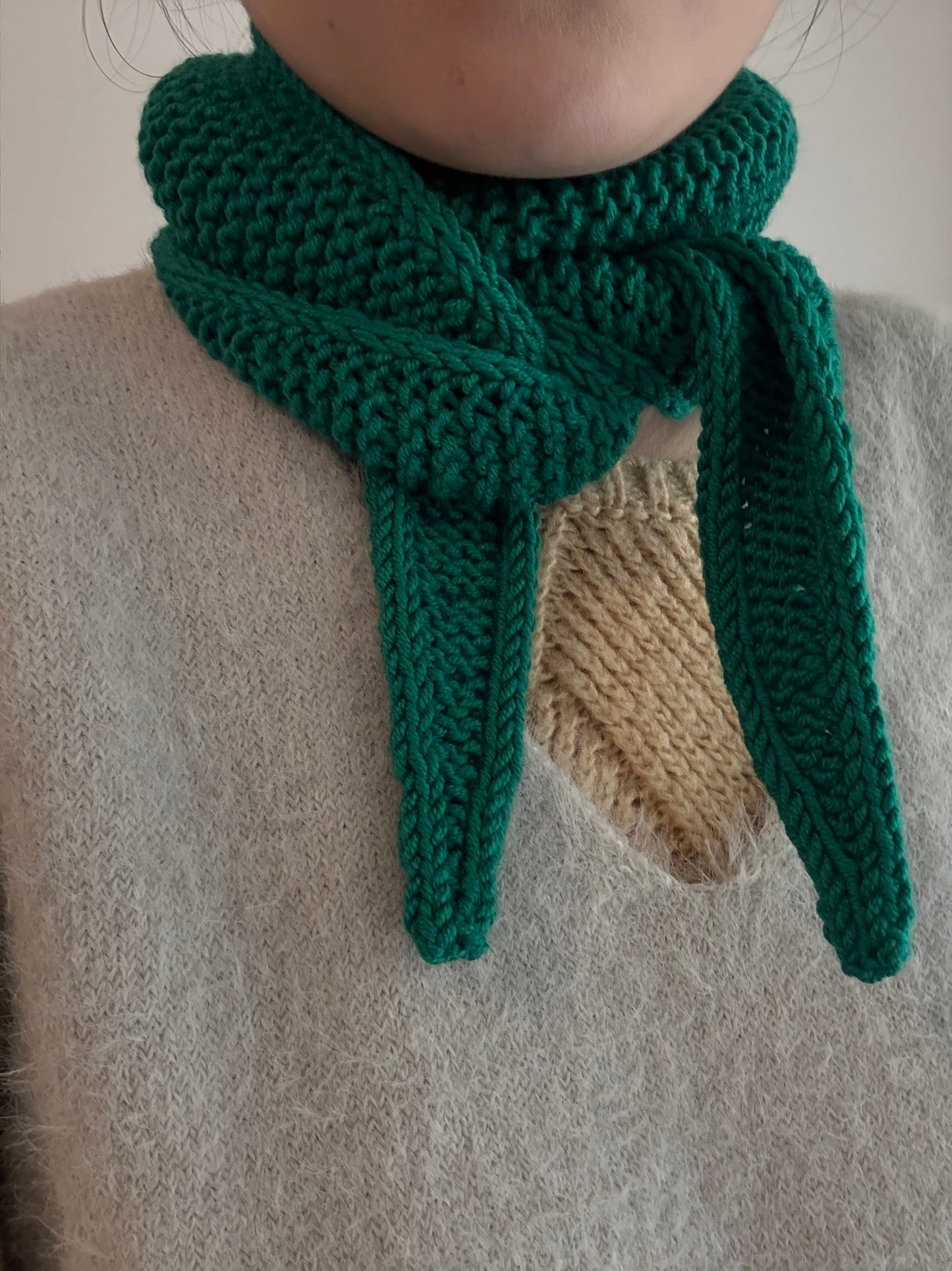 Sophie scarf in aquamarine green | hand knit neckechief | winter wrap | small skinny scarf | handmade gift | tiktok viral scarf | wool yarn