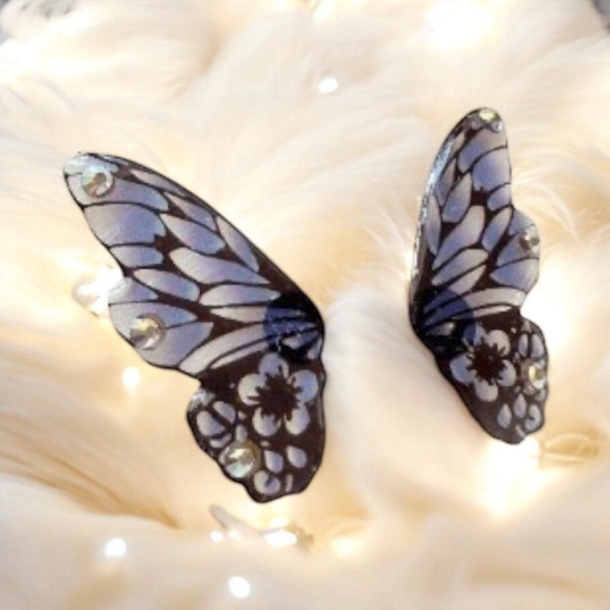 Whimsical - Clear coloured butterfly fairy wings earrings | Dangle aesthetic earrings | cicada wing decor party earrings