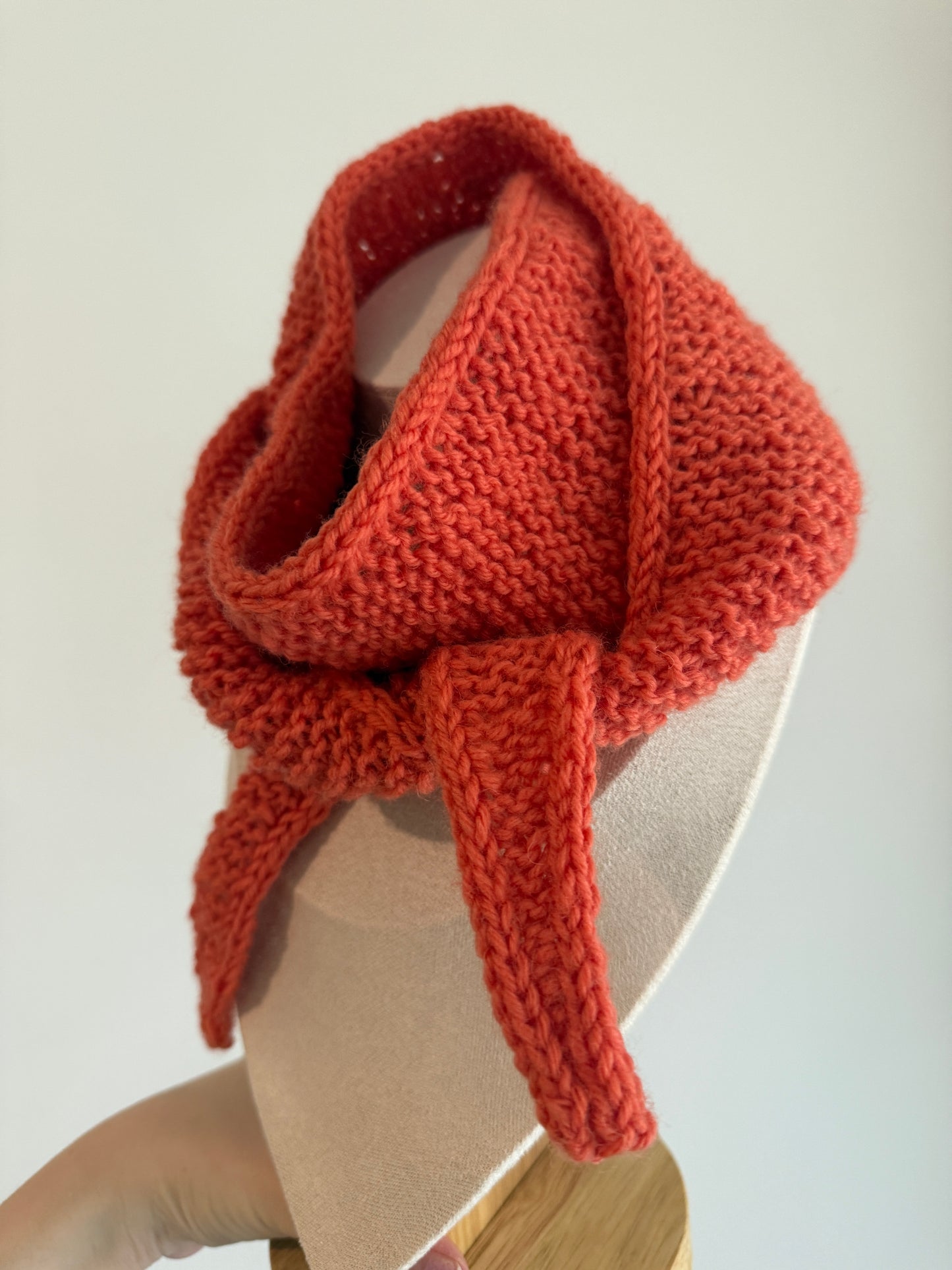 Sophie scarf in orange | hand knit neckechief | winter wrap | small skinny scarf | handmade gift | tiktok viral scarf | wool yarn