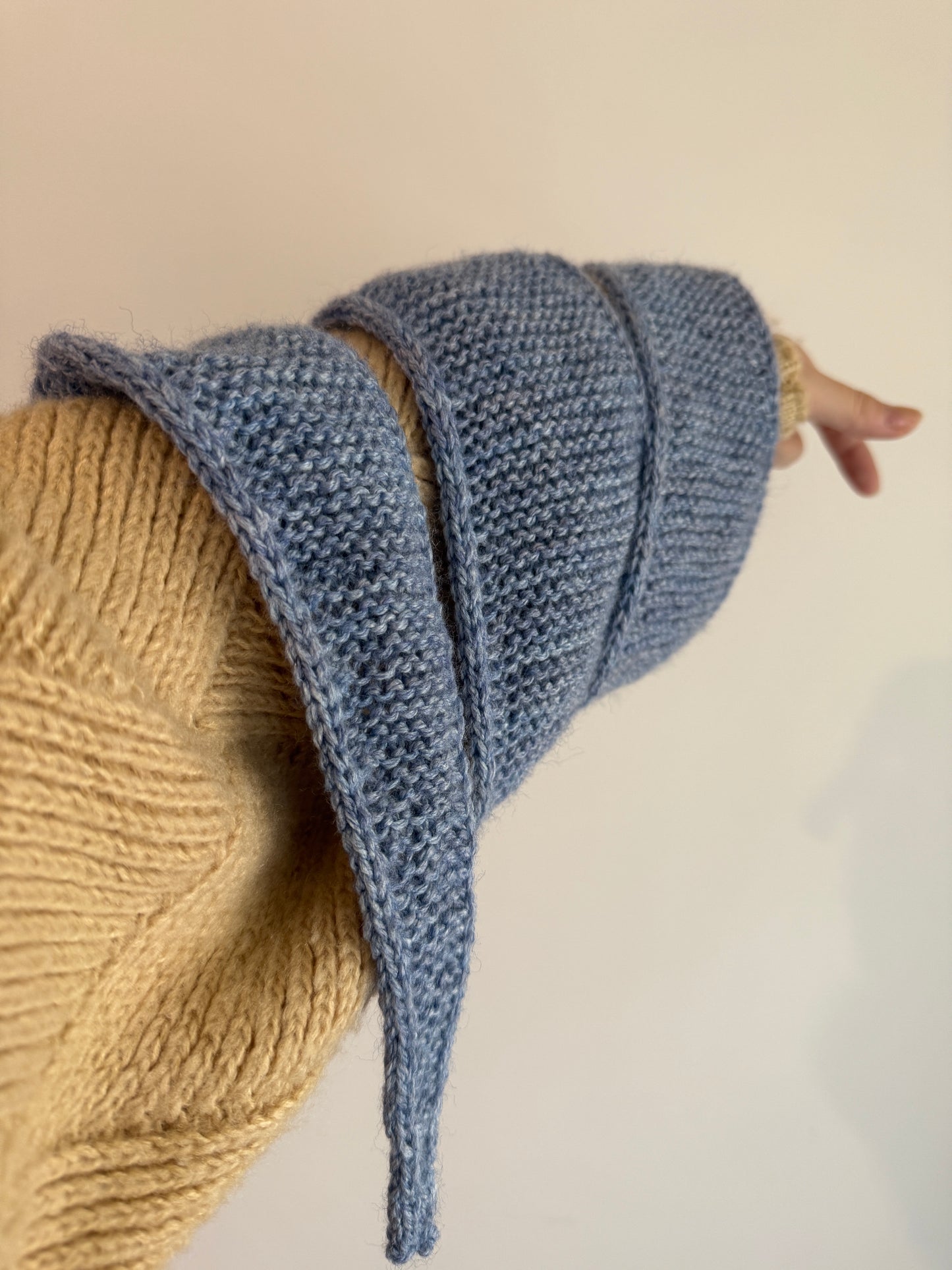 Sophie scarf in blue | hand knit neckechief | winter wrap | small skinny scarf | handmade gift | tiktok viral scarf