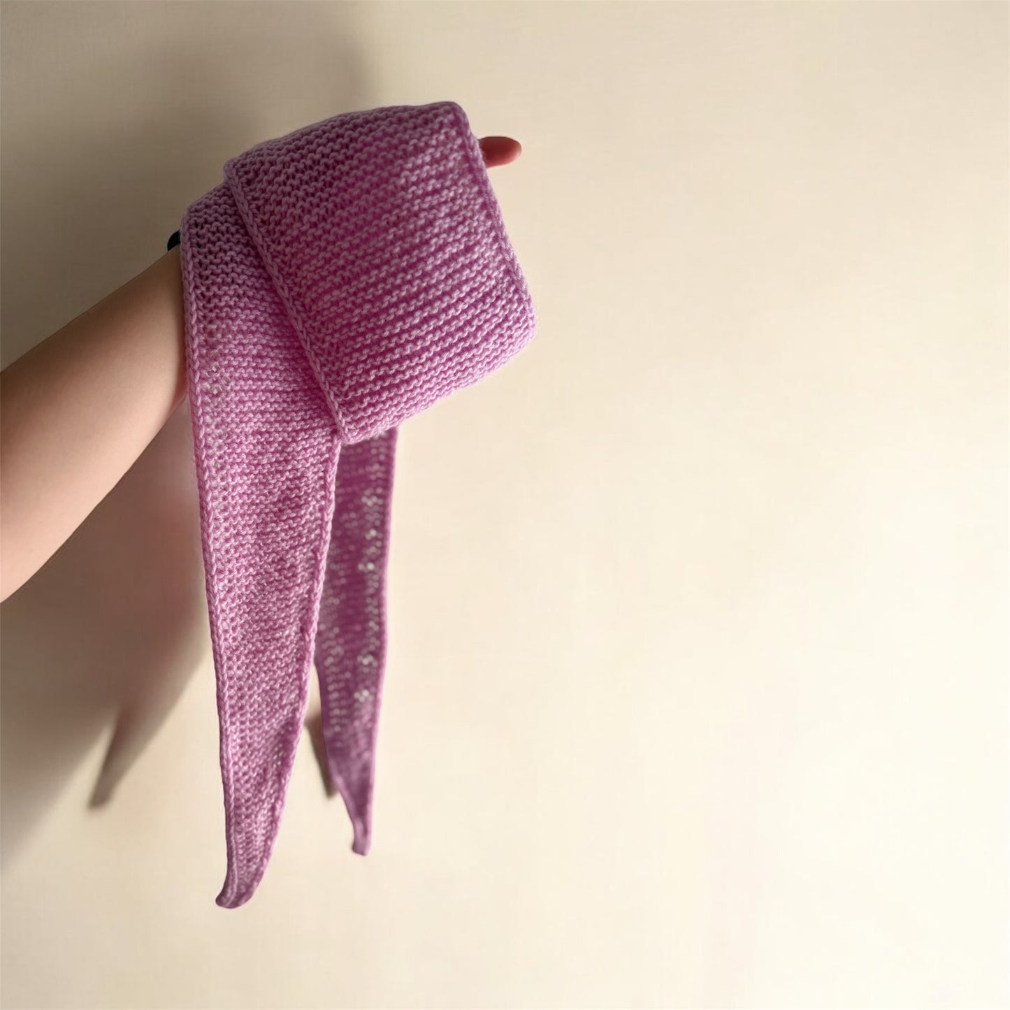 Sophie scarf in lilac pink | hand knit neckechief | winter wrap | small skinny scaf | handmade gift | tiktok viral scarf