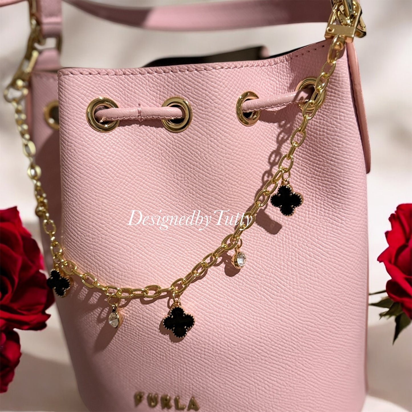 Clover bag charm | key chain | golden chain with gold buckle | y2k chain | bag lover gift