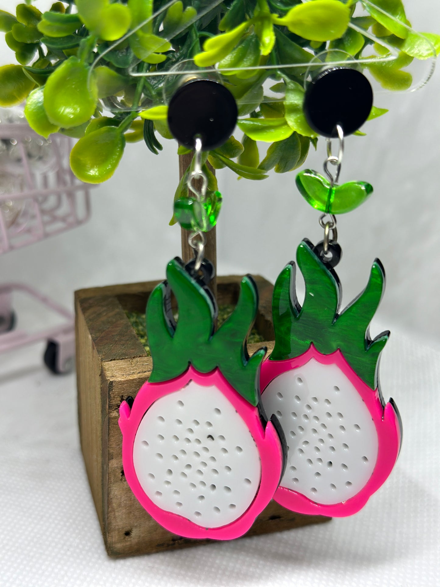 Quirky - Dragon fruits acetate earrings
