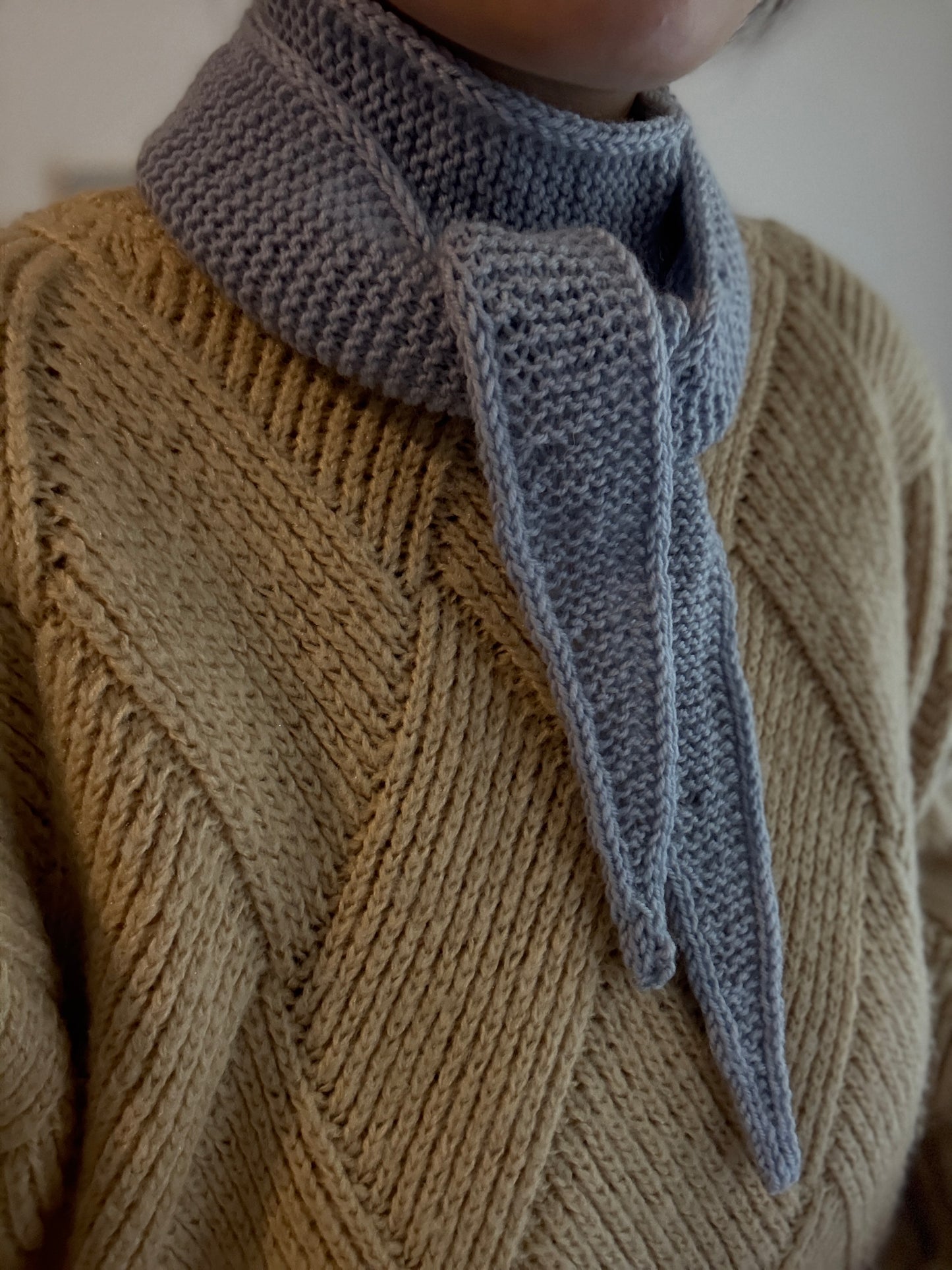 Sophie scarf in light grey | hand knit neckechief | winter wrap | small skinny scarf | handmade gift | tiktok viral scarf | wool yarn