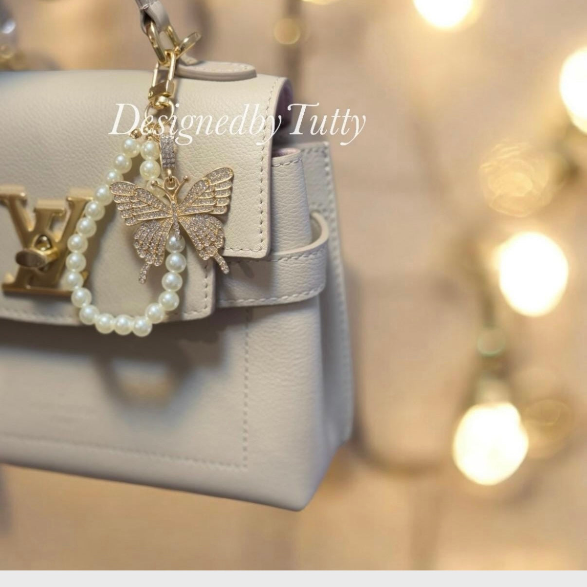 Butterfly pendant keychain | faux pearl| bag charm