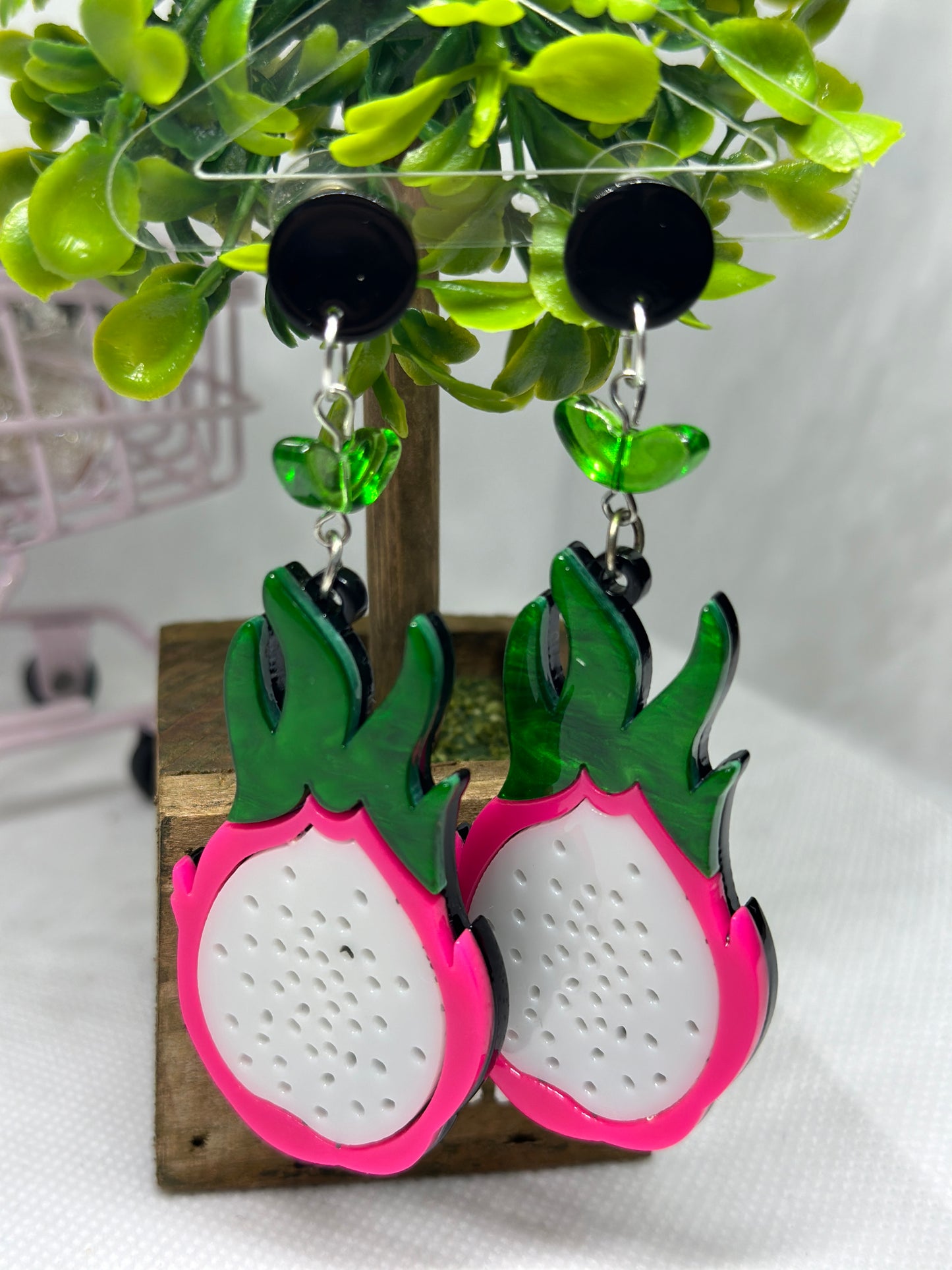 Quirky - Dragon fruits acetate earrings