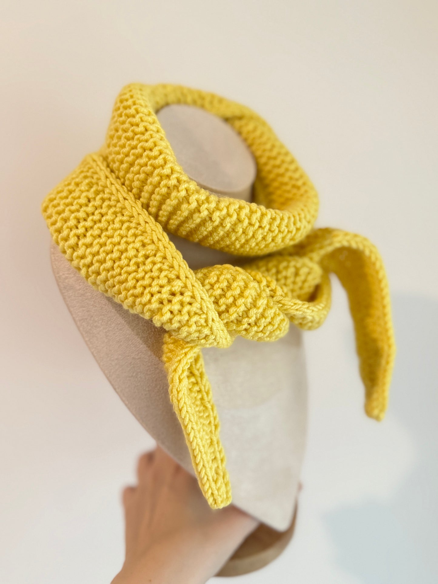 Sophie scarf in sunshine yellow | hand knit neckechief | winter wrap | small skinny scarf | handmade gift | tiktok viral scarf | wool yarn