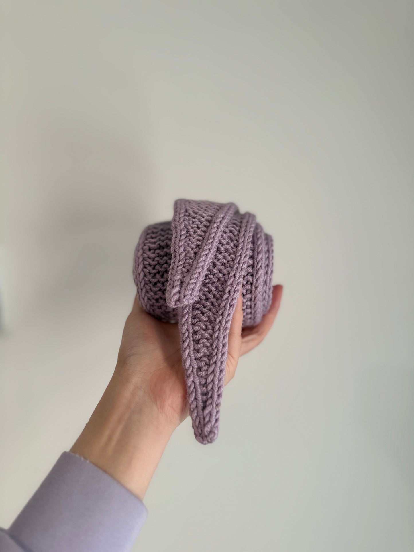 Sophie scarf lilac | hand knit neckechief | winter wrap | small skinny scarf | handmade gift | tiktok viral scarf | wool yarn