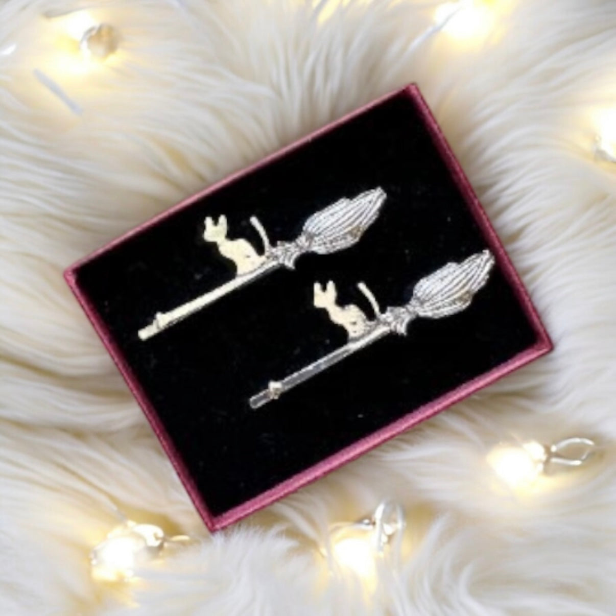 2 pack Golden witch cat hair clips| kiki’s cat hair slides | korean hair accessories | bridal party gift| animal hair clips