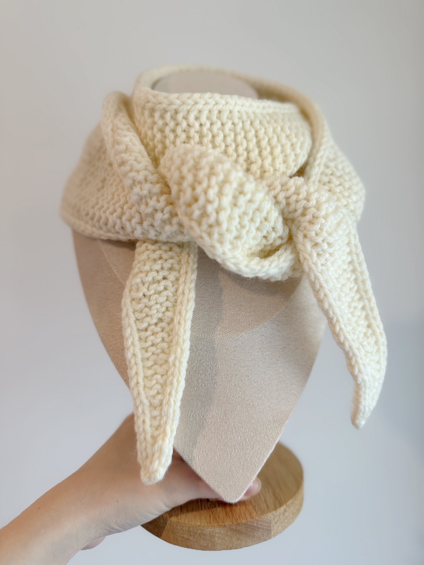 Sophie scarf in cream white | hand knit neckechief | winter wrap | small skinny scarf | handmade gift | tiktok viral scarf | wool yarn