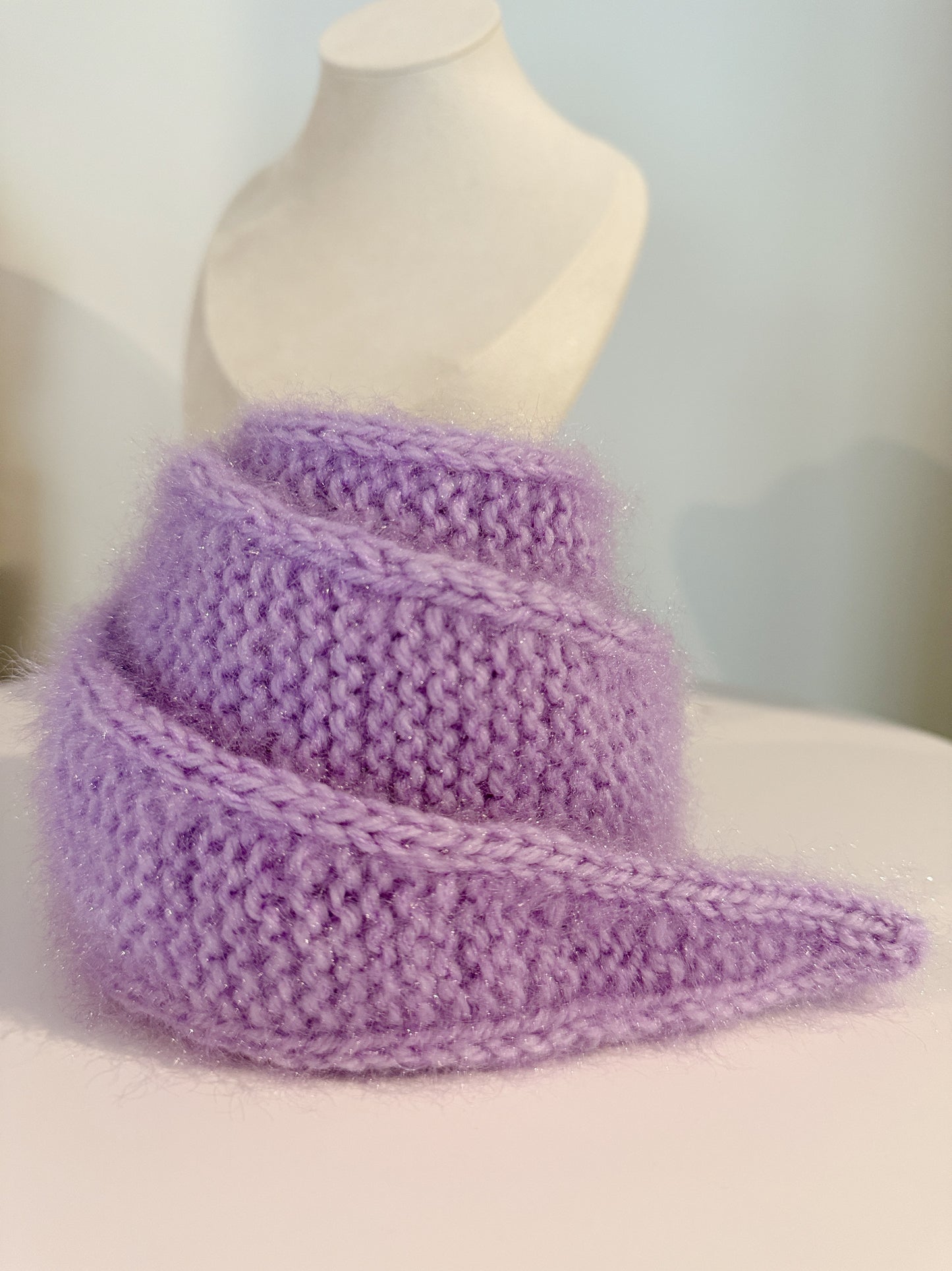 Sophie scarf in lilac| hand knit neckechief | winter wrap | small skinny scaf | handmade gift | tiktok viral scarf