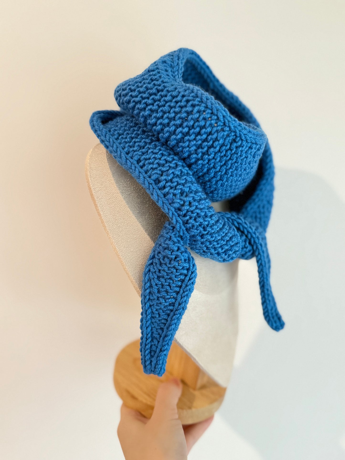 Sophie scarf in french blue | hand knit neckechief | winter wrap | small skinny scarf | handmade gift | tiktok viral scarf | wool yarn