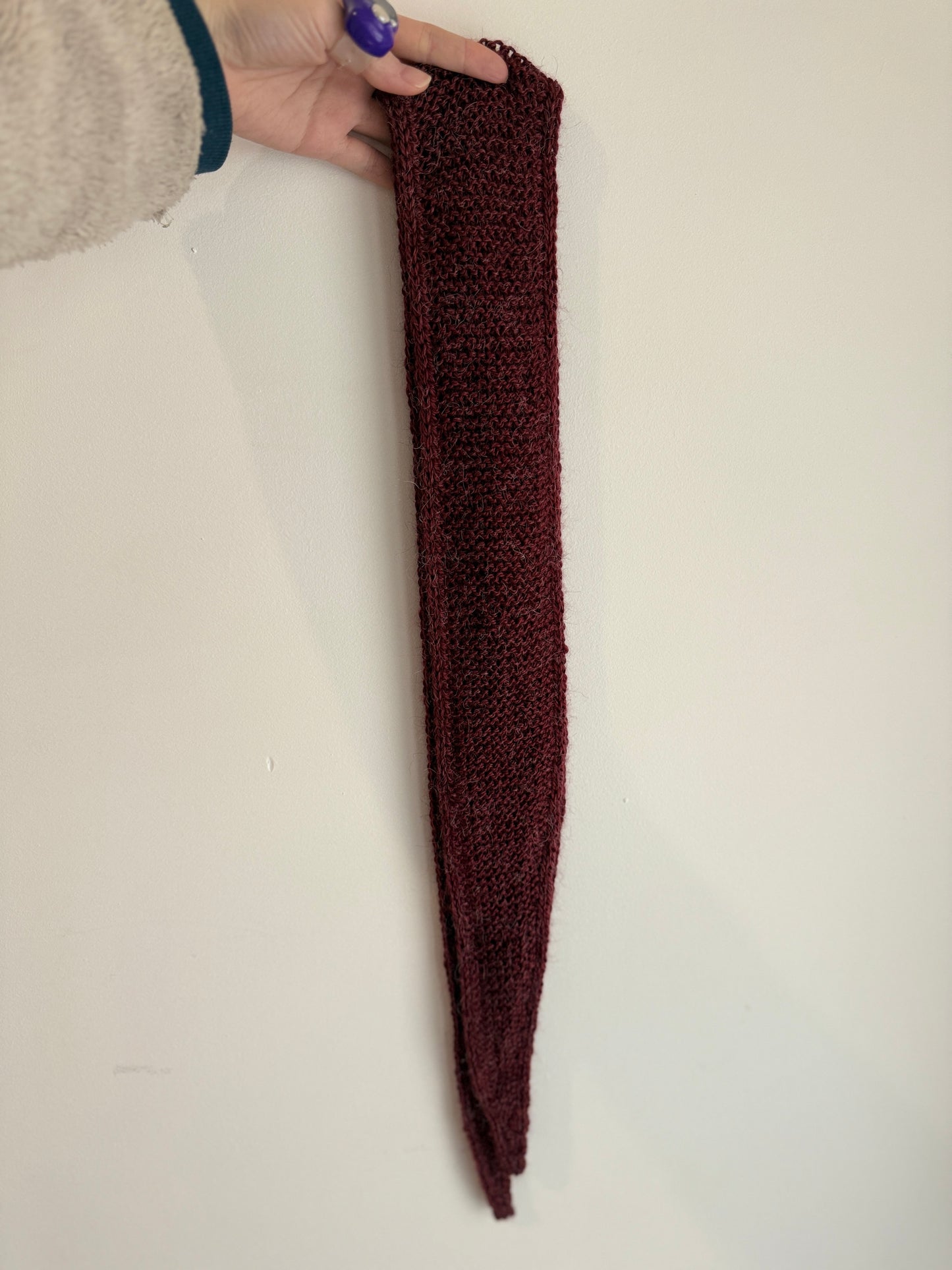Sophie scarf in burgundy | hand knit neckechief | winter wrap | small skinny scaf | handmade gift | tiktok viral scarf