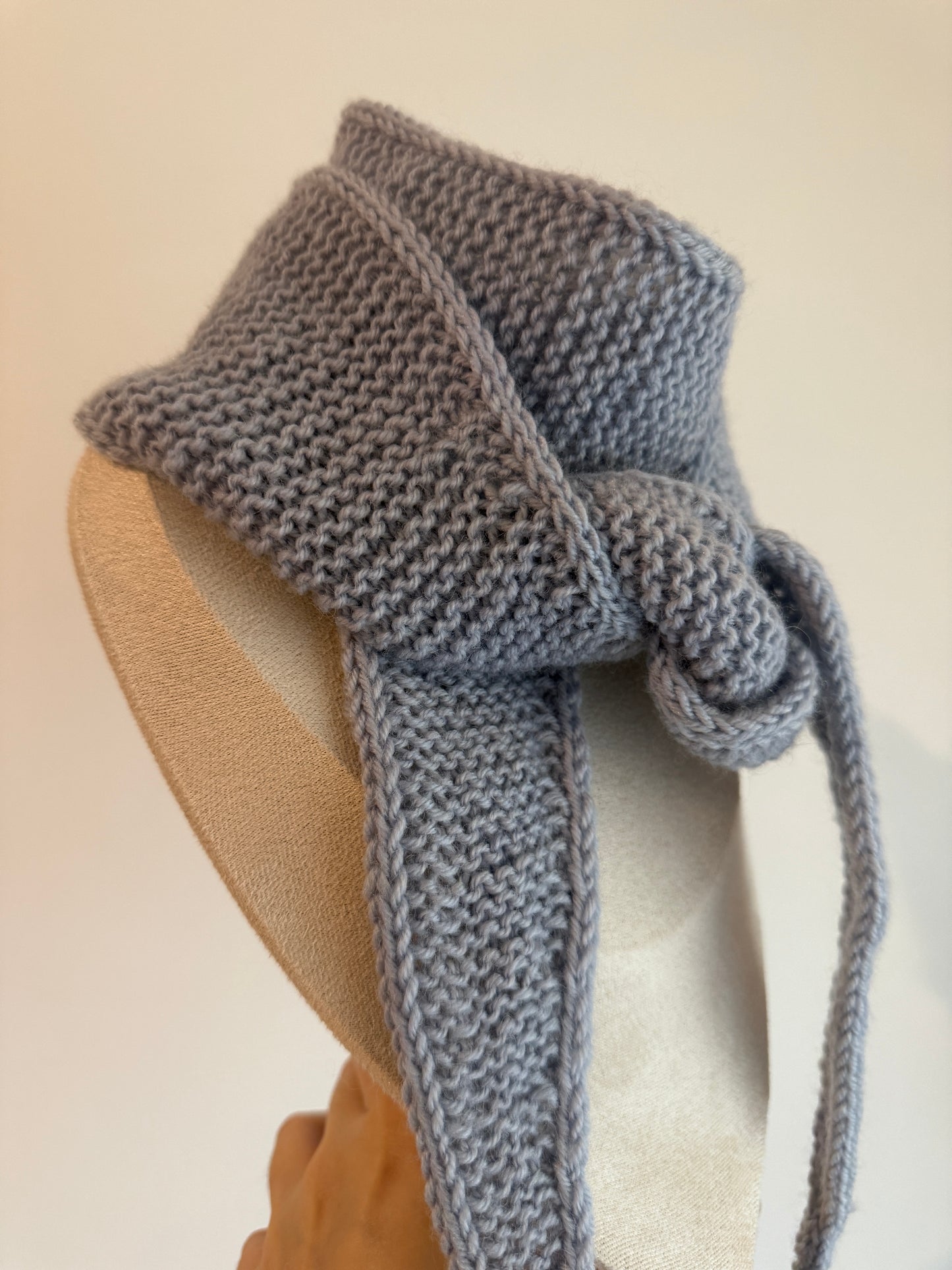 Sophie scarf in light grey | hand knit neckechief | winter wrap | small skinny scarf | handmade gift | tiktok viral scarf | wool yarn