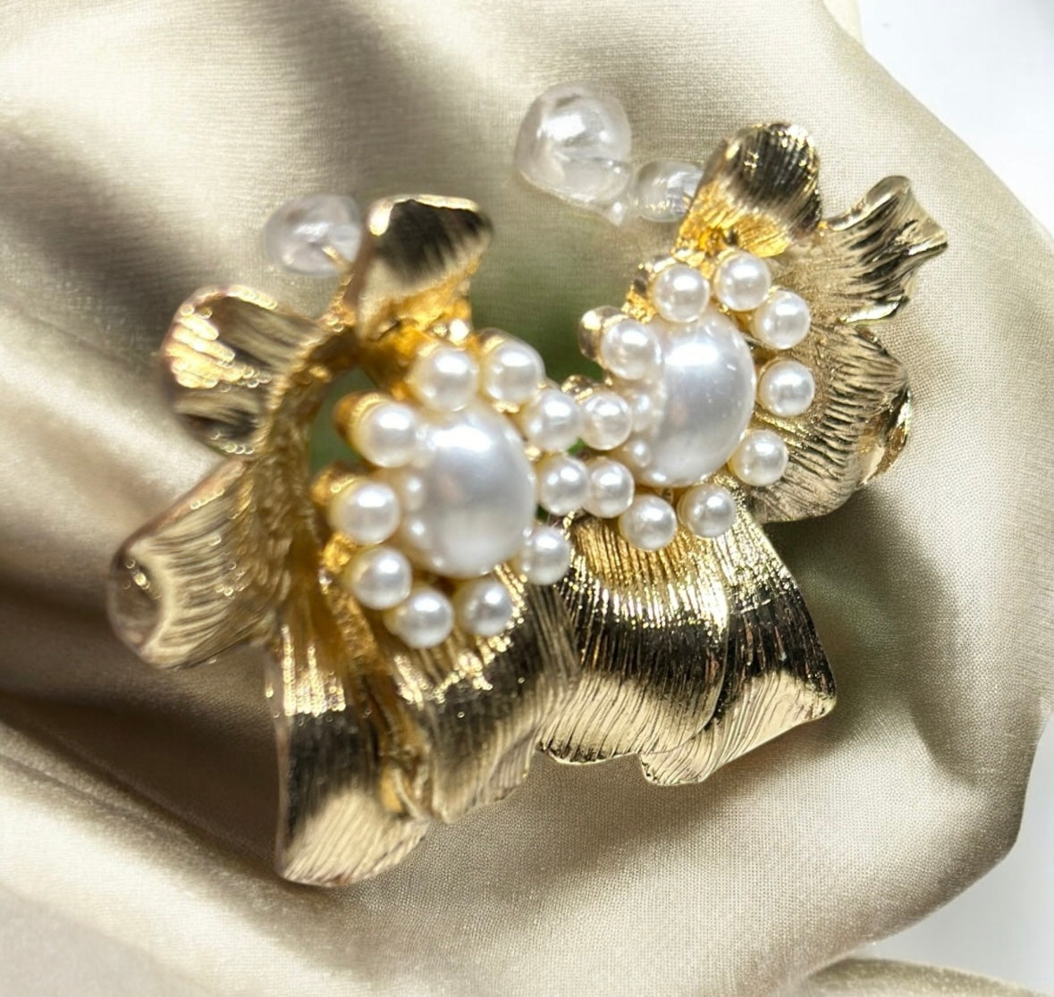 Floral - Blossom flower earrings | golden plant textured earrings | oversize dangle drop earrings | floral baroque style earrings